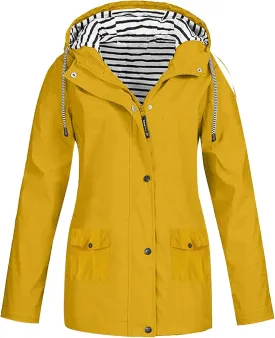 Aniywn Portable Raincoat for Women Wind and Water Resistant Hiking Jacket Lightweight Active Outdoor Hooded Raincoat