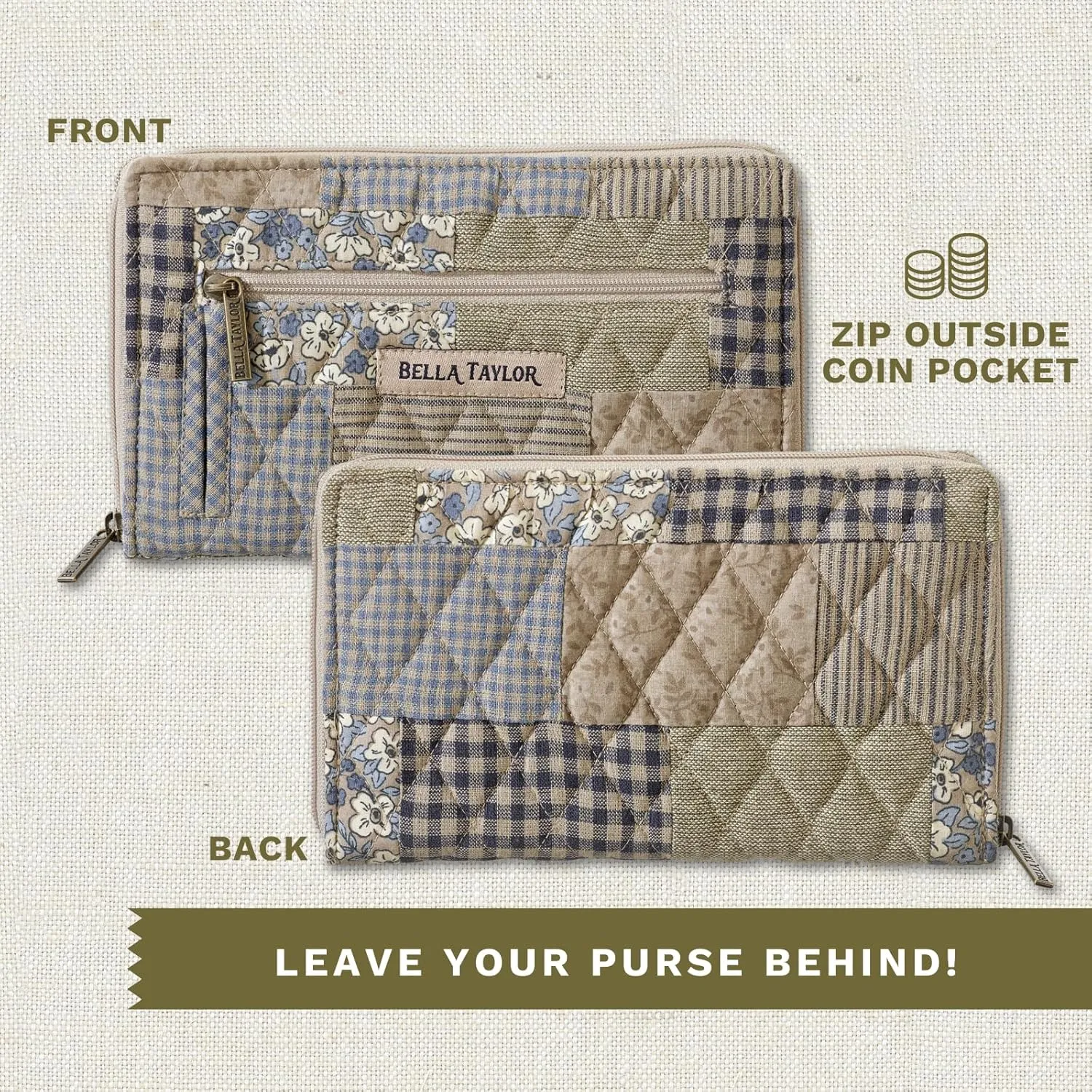 Bella Taylor Wrist Strap Wallet for Women | Multi Card Zip Around Wallet with RFID Protection and Wristlet Strap