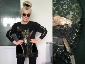 Black Embroidered Sweatshirt For Women XL Boho Casual Top