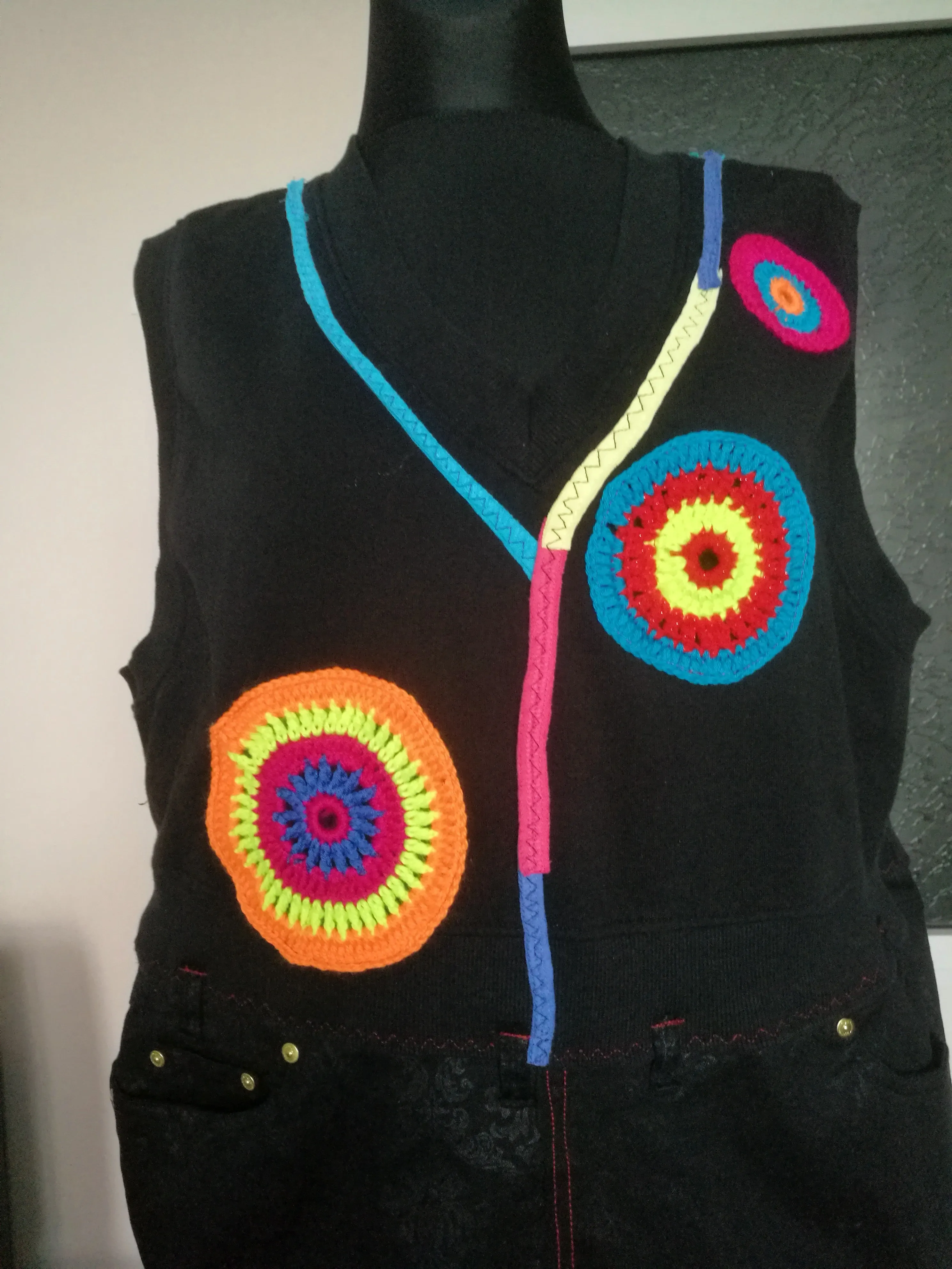 Black Overall Dress XL Loose Sleeveless Sweatshirt Dress