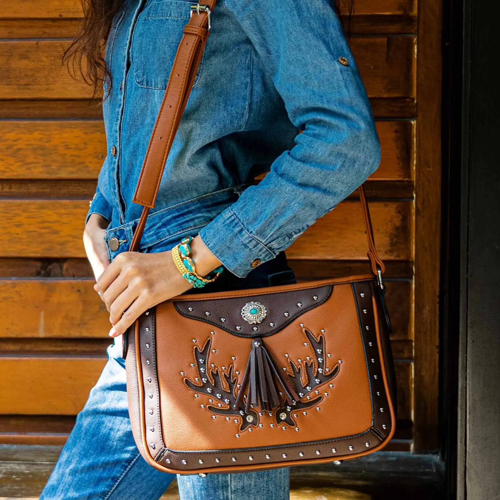 Boho Handbag Crossbody Bag For Women Fashion PU Leather Messenger Shoulder Bag