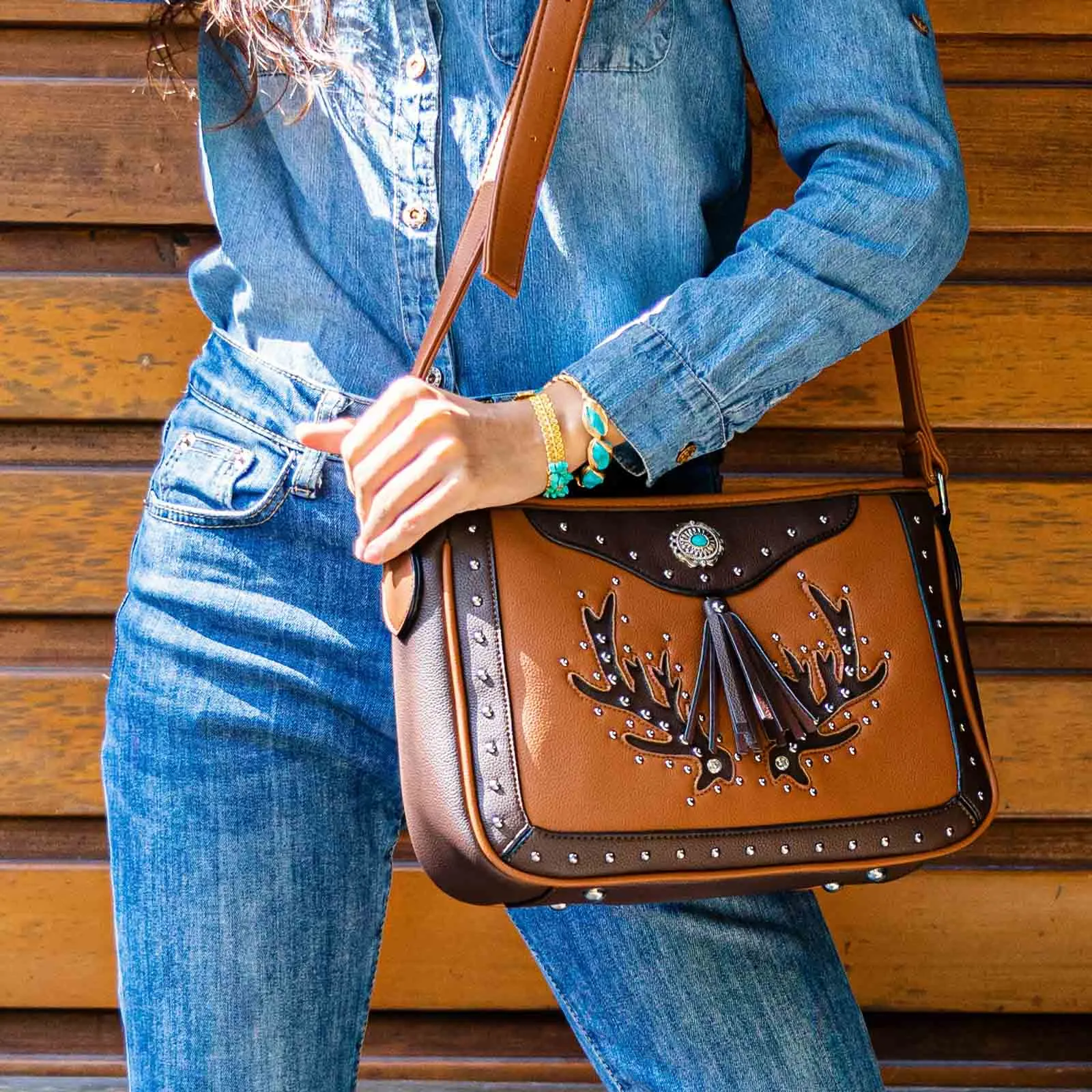 Boho Handbag Crossbody Bag For Women Fashion PU Leather Messenger Shoulder Bag