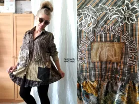 Brown Jacket Dress,XL Long Shirt Dress