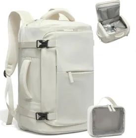 CAMTOP 40L Travel Backpack for Women Men, Lightweight Carry on Backpack for Flight Approved Expandable Personal Item Travel Bag with Makeup Bag Water Resistant Luggage Fits 17.3" Laptop (Beige)