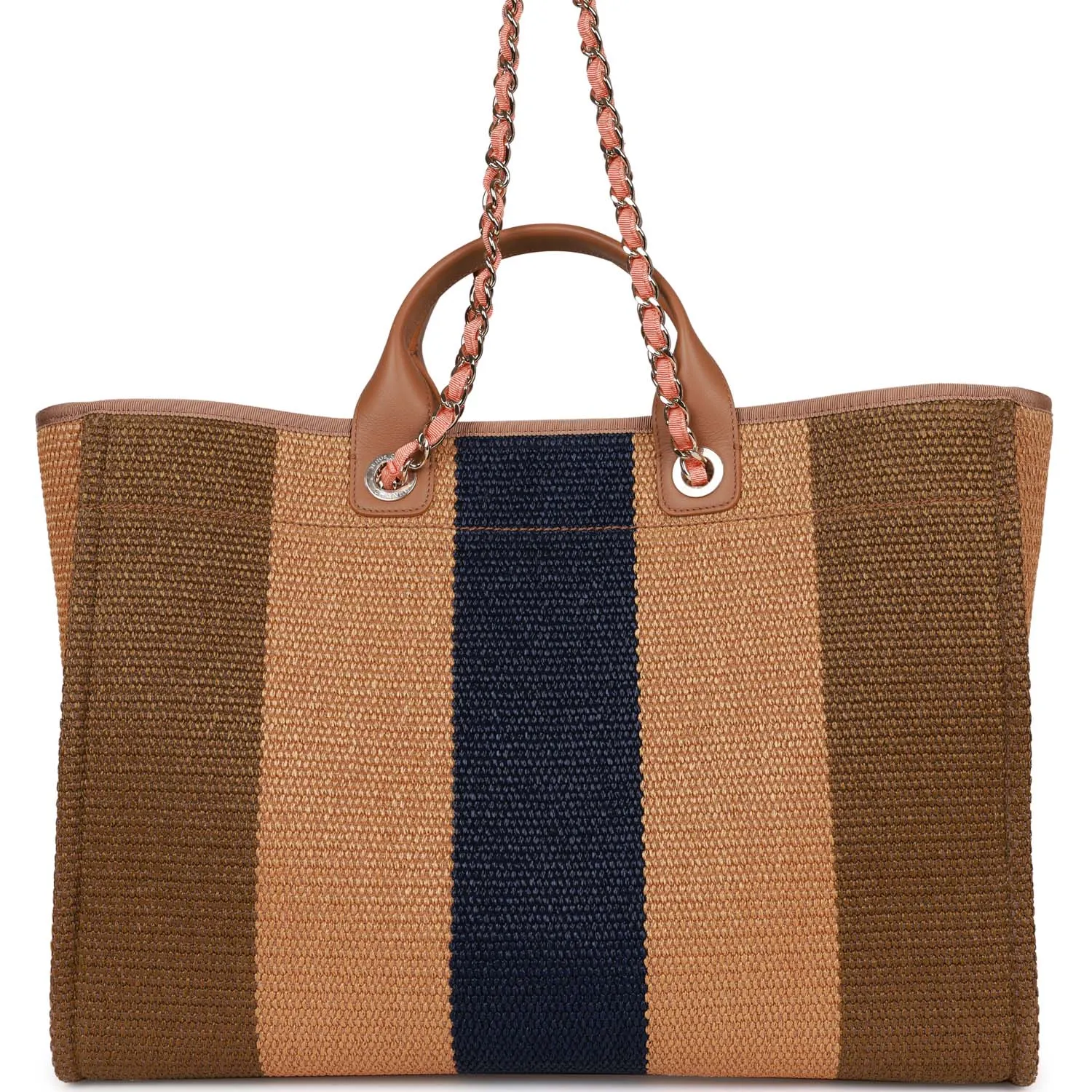 Chanel Large Deauville Shopping Bag Multicolor Viscose Light Gold Hardware