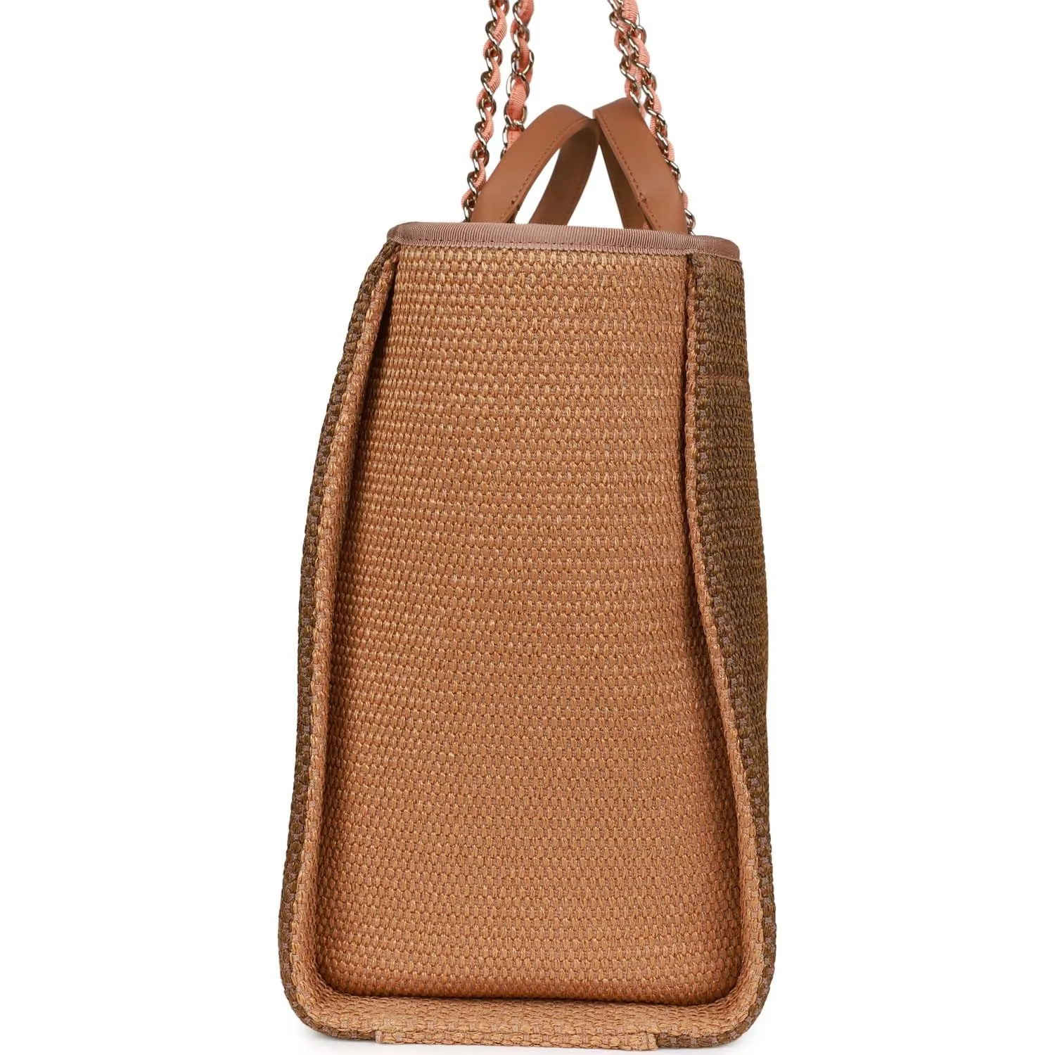 Chanel Large Deauville Shopping Bag Multicolor Viscose Light Gold Hardware