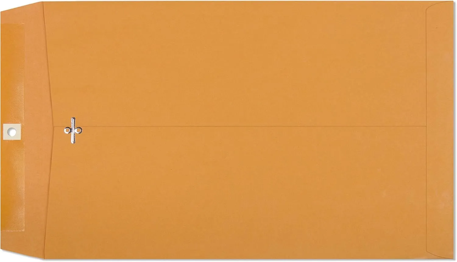 Clasp Envelopes - 10 x 15 Inch Brown Kraft Catalog Envelopes with Clasp Closure & Gummed Seal  28lb Heavyweight Paper Jumbo Envelopes for Home, Business, Legal or School 10x15 15 Pack,