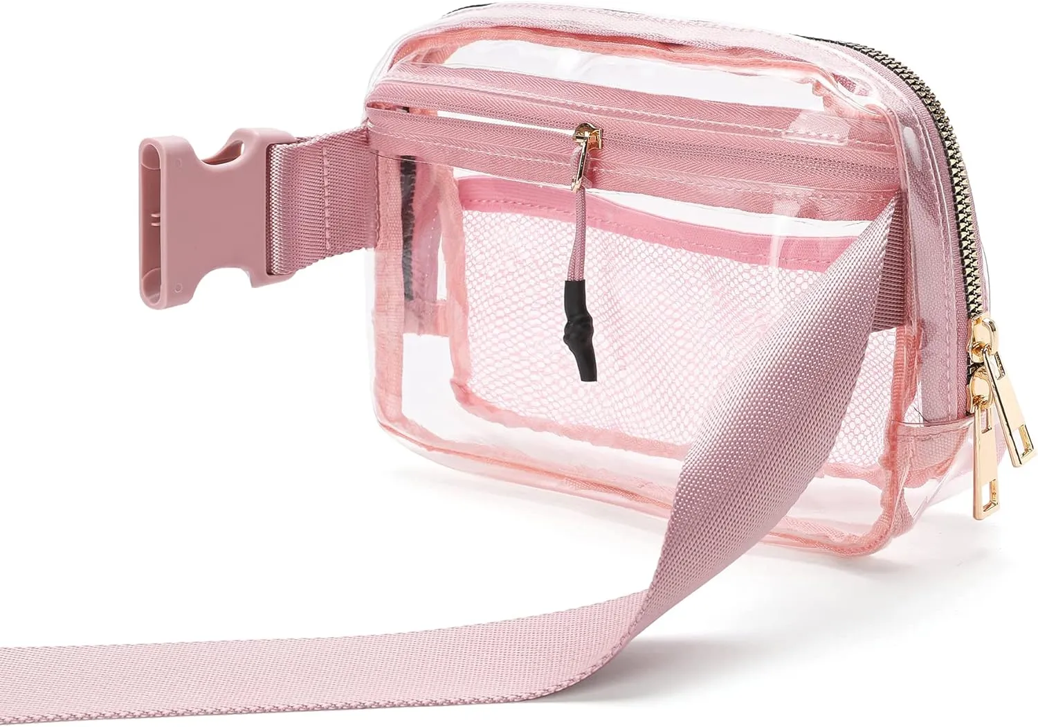 Clear Fanny Pack Stadium Approved for Women & Men Belt Bag Crossbody Waterproof with Adjustable Strap for Festival Sports Workout (Pink)
