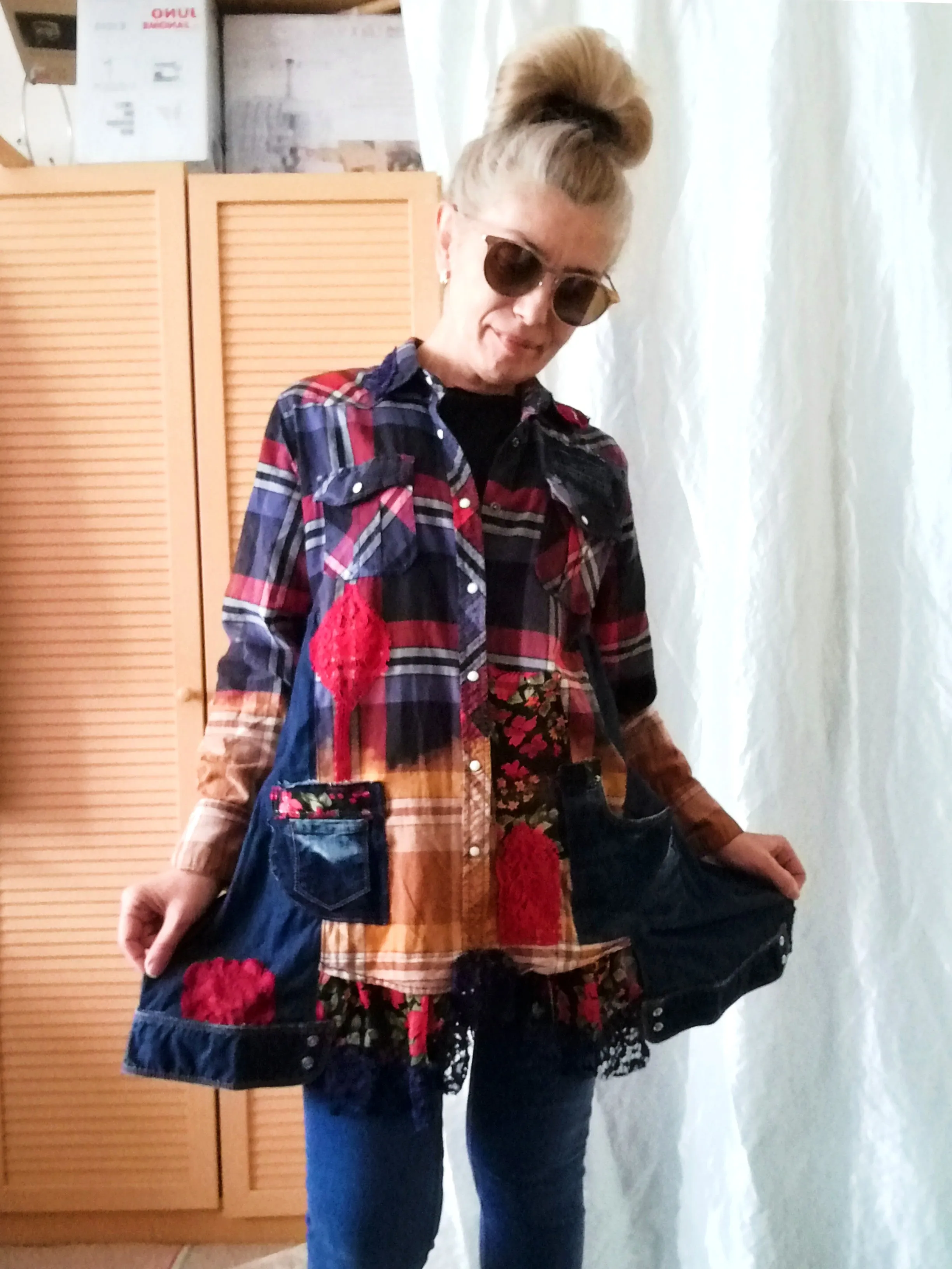 Denim Jacket Dress,M Embroidered Shirt Dress