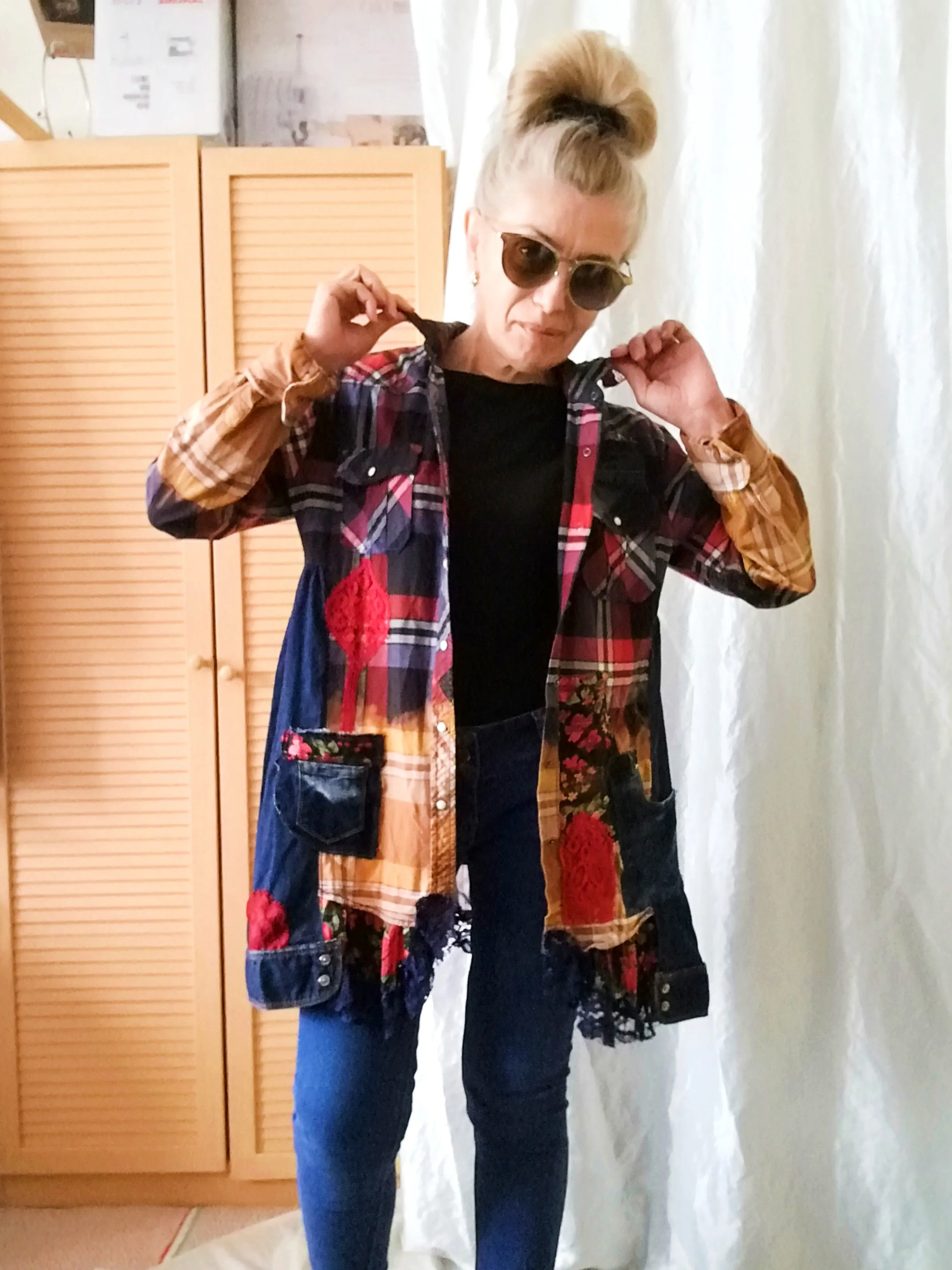 Denim Jacket Dress,M Embroidered Shirt Dress