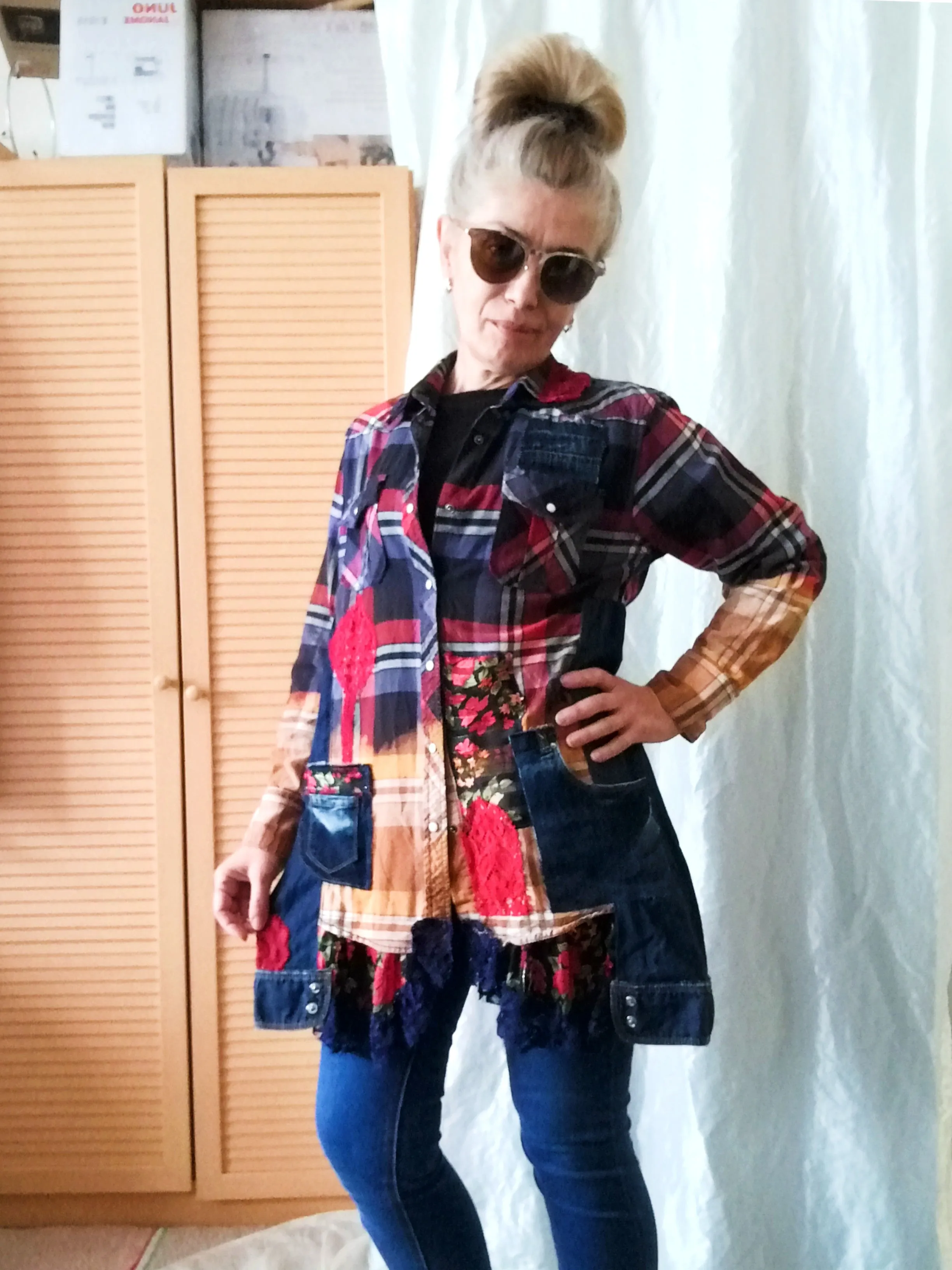 Denim Jacket Dress,M Embroidered Shirt Dress