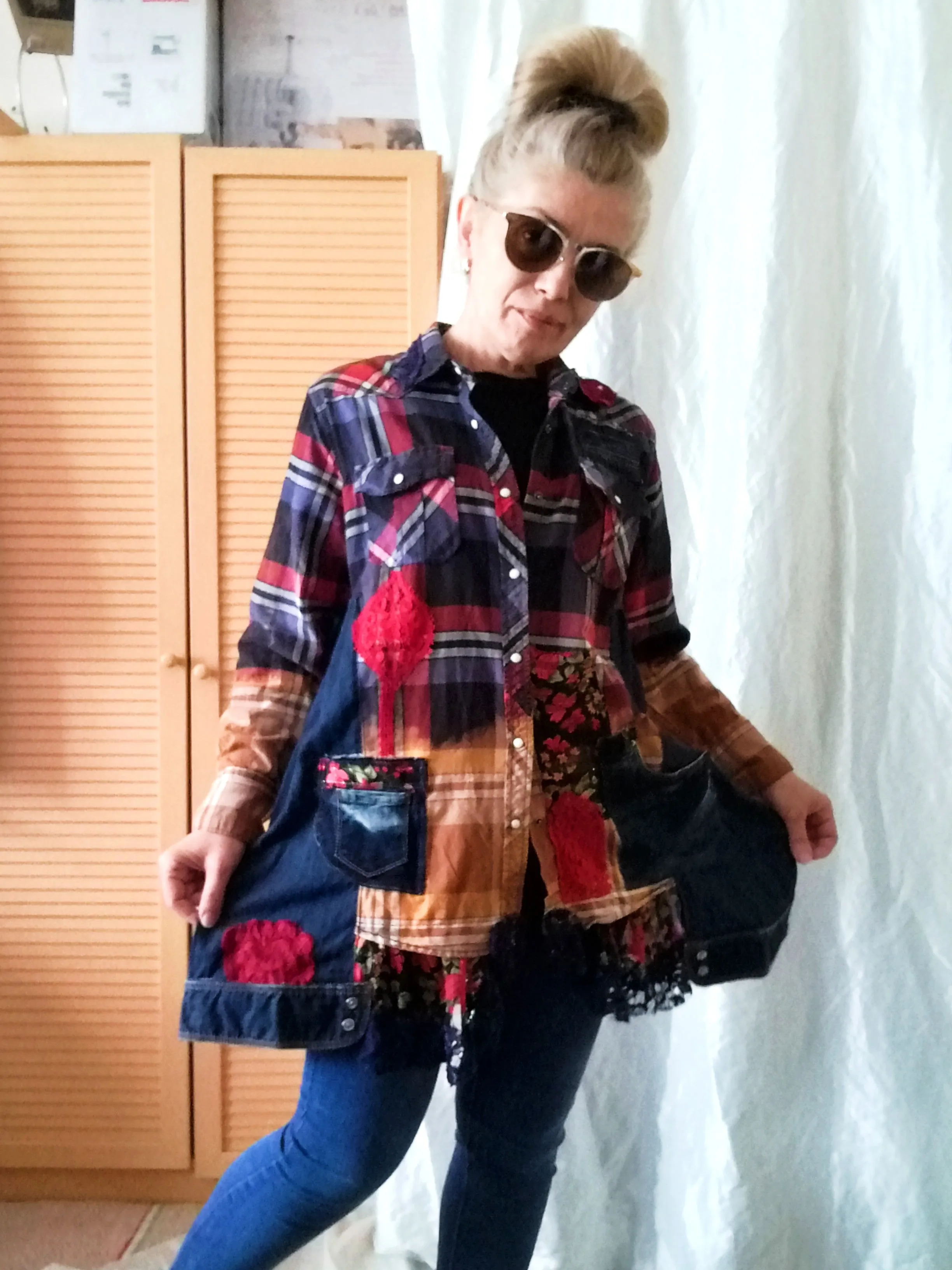 Denim Jacket Dress,M Embroidered Shirt Dress