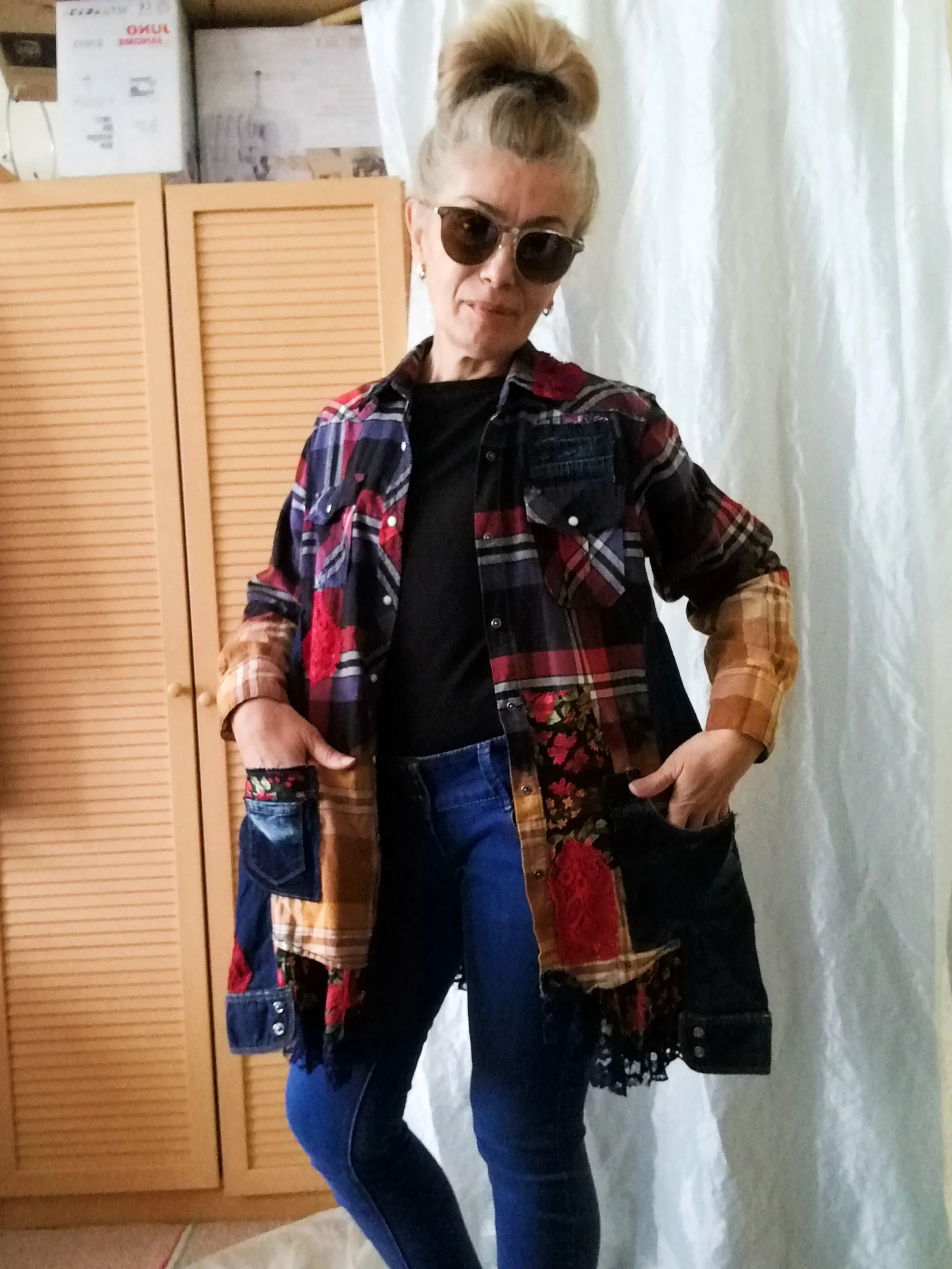 Denim Jacket Dress,M Embroidered Shirt Dress