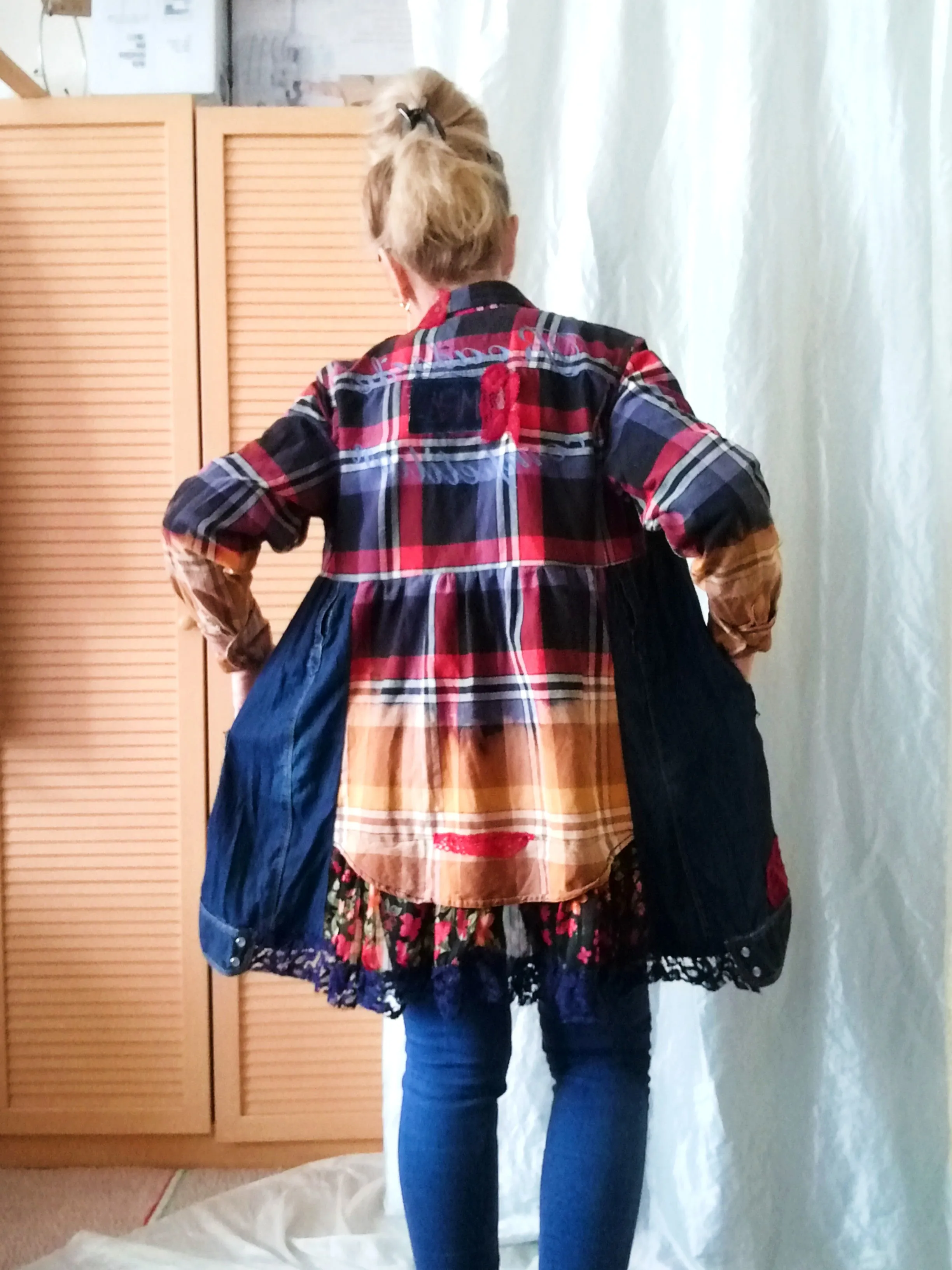 Denim Jacket Dress,M Embroidered Shirt Dress