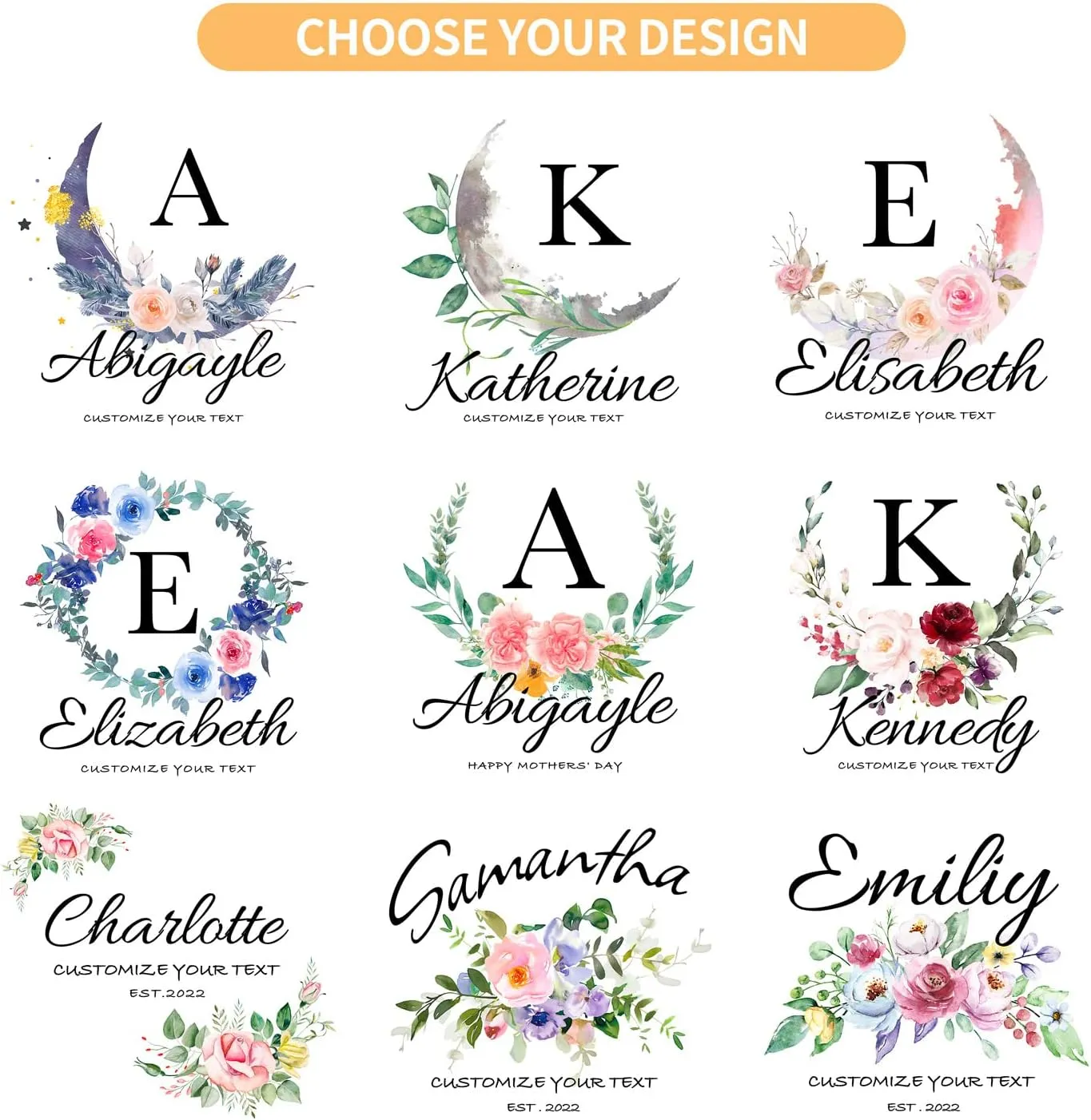 Easycosy Personalized Tote Bag Canvas Tote Bag with Picture Text Customized Reusable Grocery Bag Floral Gifts Bag for Women