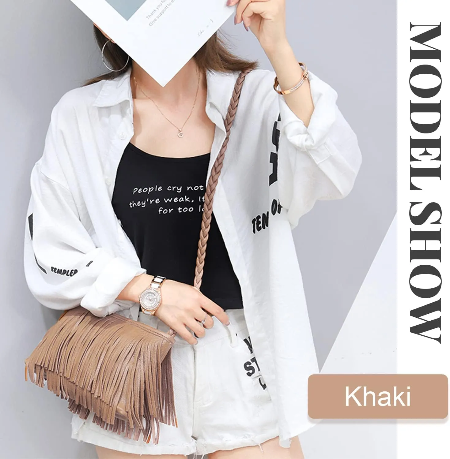 Emprier Women Hobo Fringe Crossbody Purse Vintage Small Tassel Shoulder Handbags Envelope Tassel Purses