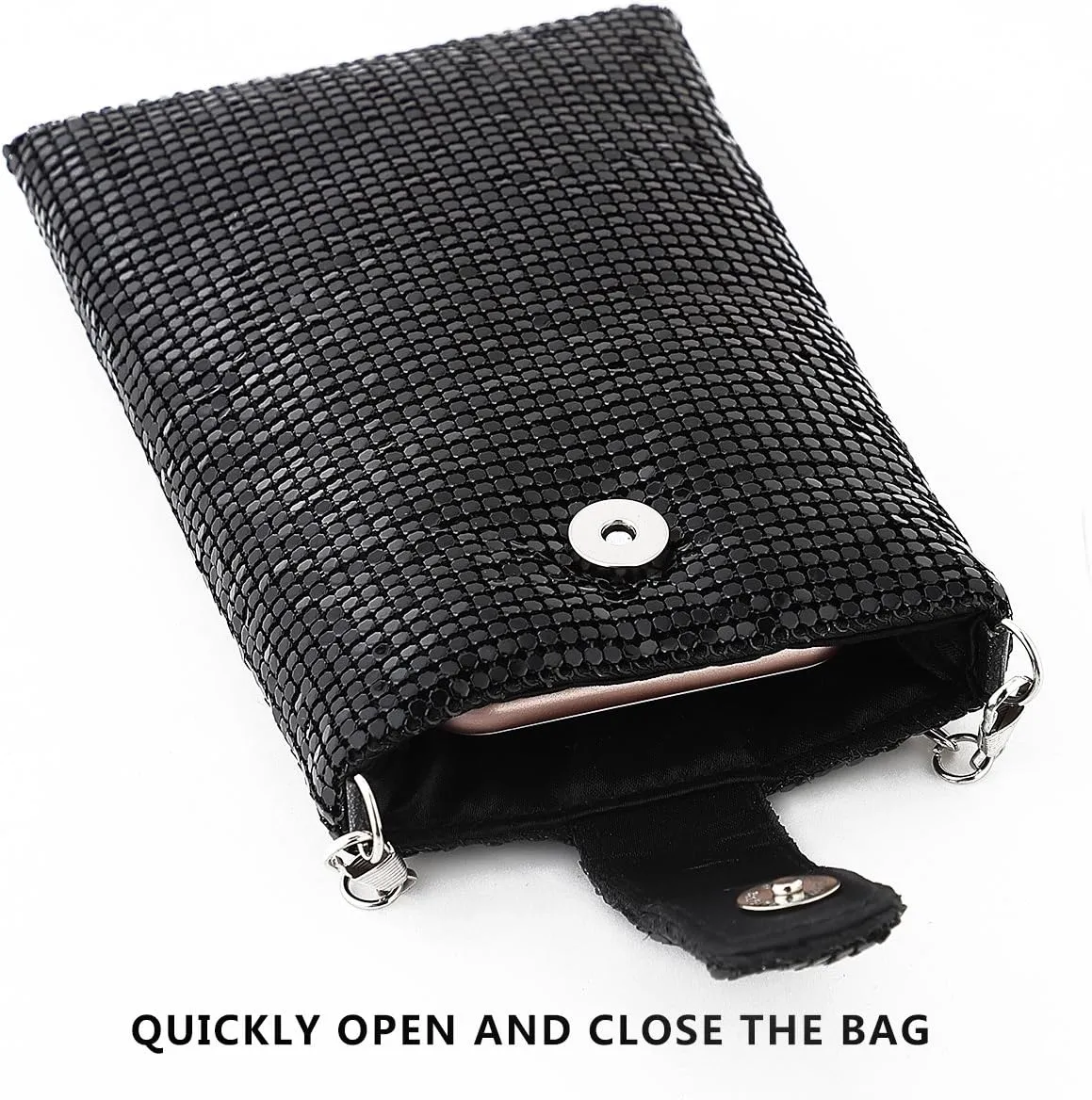Evening Handbags Clutch Purses for Women Metal mesh Small Crossbody Bag Cell Phone Purse Wallet