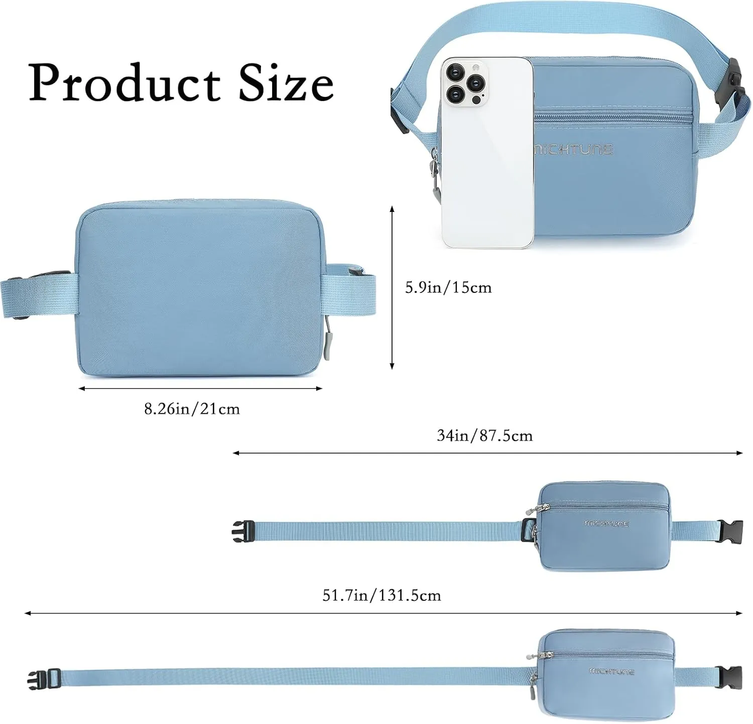 Everywhere Belt Bag,Nylon Cross Body Fanny Pack for Women Men,Waterproof Fashion Waist Packs,Crossbody Bags with Adjustable Strap (Blue)