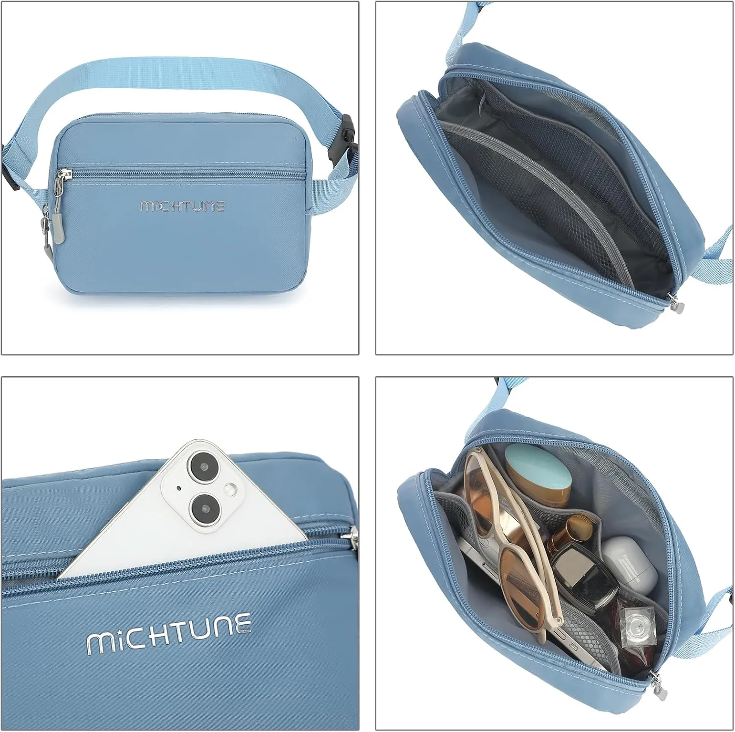 Everywhere Belt Bag,Nylon Cross Body Fanny Pack for Women Men,Waterproof Fashion Waist Packs,Crossbody Bags with Adjustable Strap (Blue)
