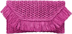Floerns Women's Woven Straw Envelope Fringe Trim Rattan Beach Clutch Handbag