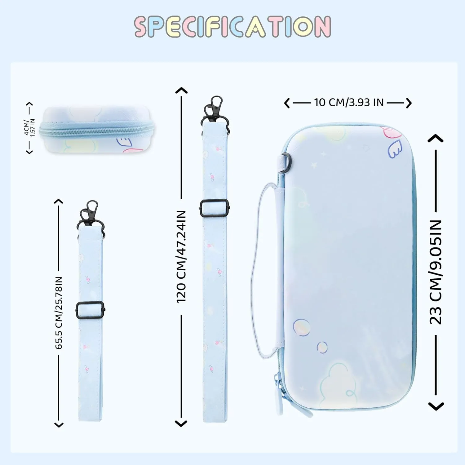 GLDRAM Carrying Case for Nintendo Switch Lite, Cute Cartoon Dog Switch Lite Accessories with Travel Bag, TPU Plaid Protective Skin, Screen Protector, Shoulder Strap & Thumb Grips for Boys Girls