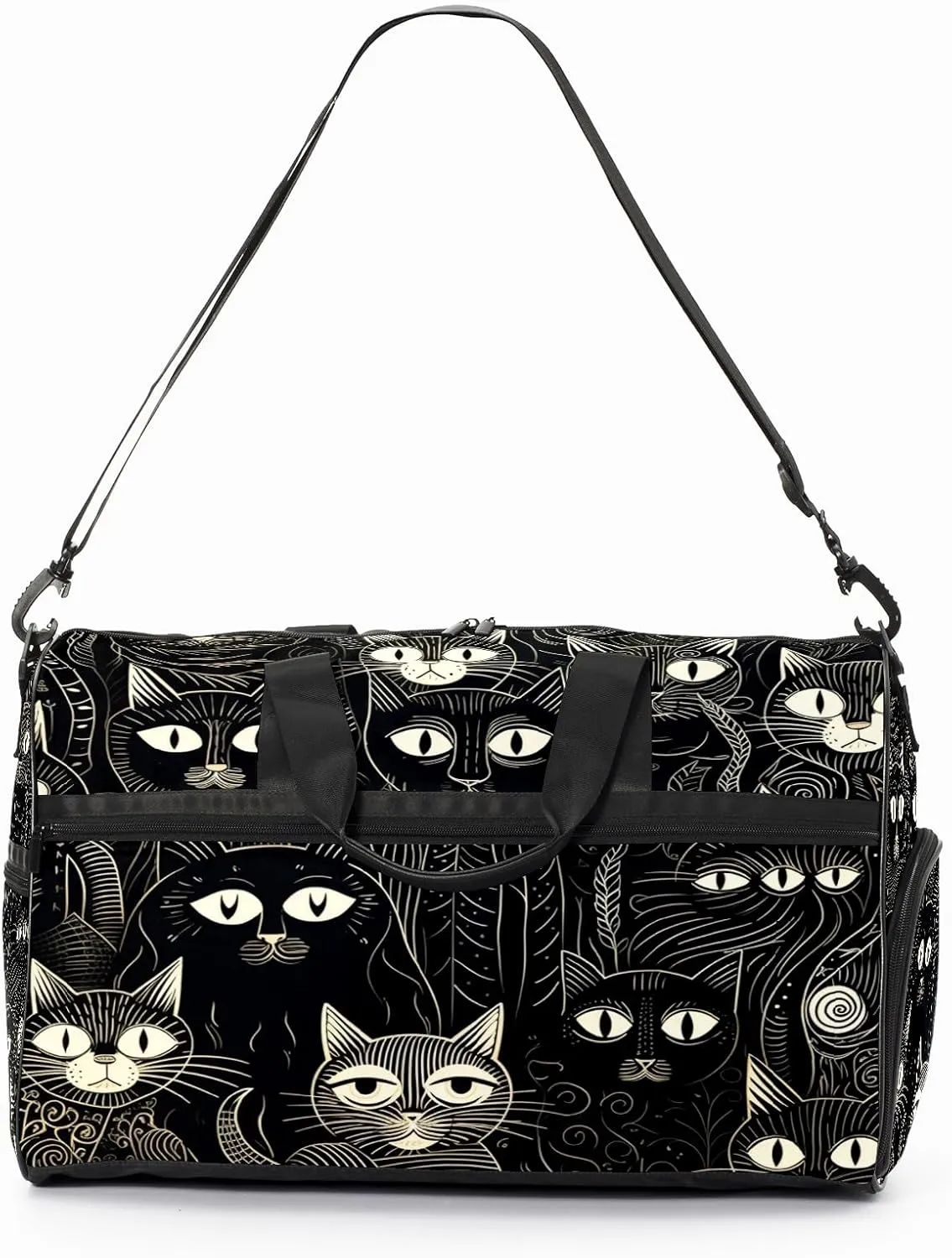 Gym Bag for Women, Carry on Weekender Overnight Bag, Travel Duffel Bags, Personal Item Travel Bag Tote Bag Workout Dance Bag, Cat - 16