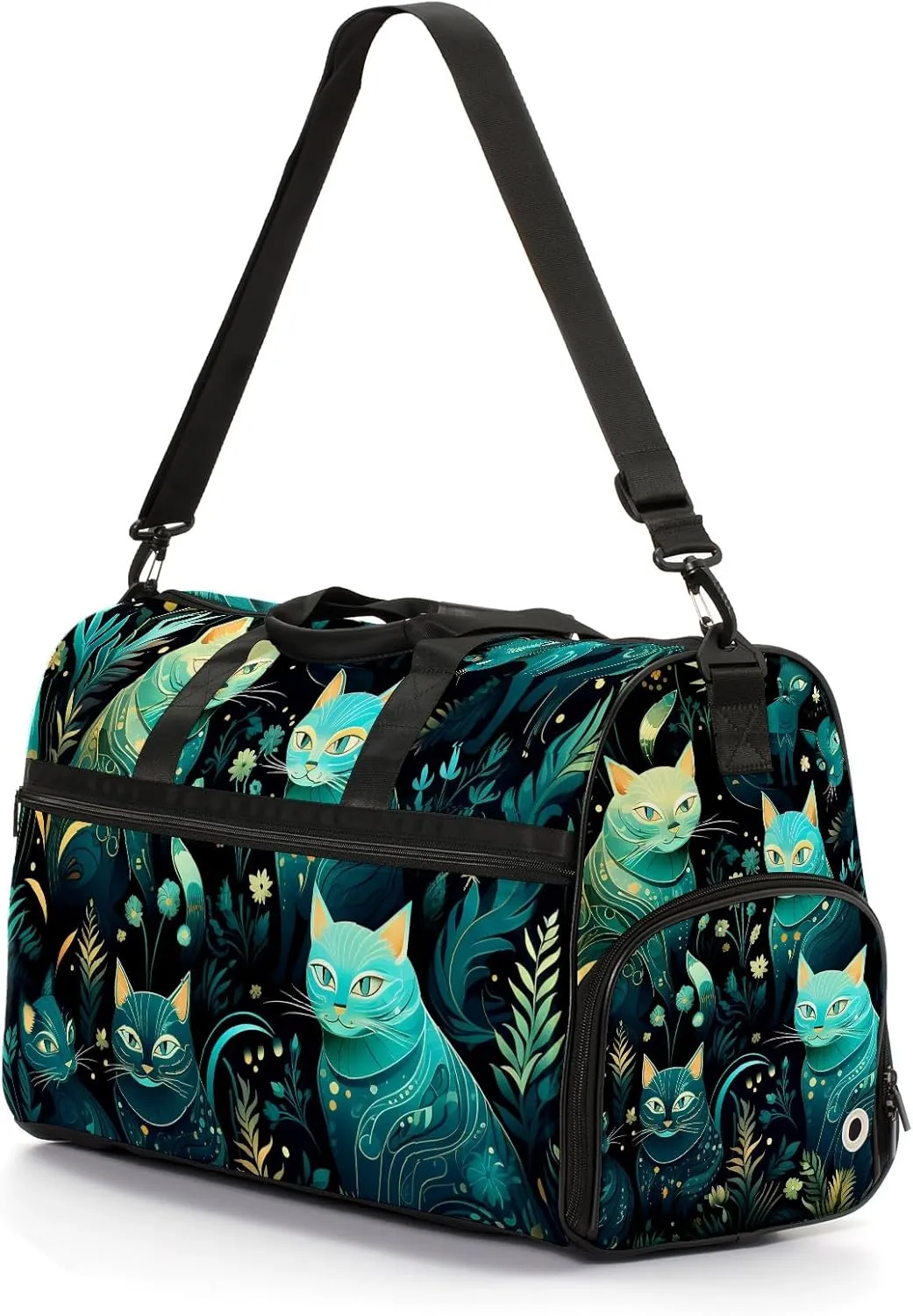 Gym Bag for Women, Carry on Weekender Overnight Bag, Travel Duffel Bags, Personal Item Travel Bag Tote Bag Workout Dance Bag, Cat - 19