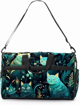 Gym Bag for Women, Carry on Weekender Overnight Bag, Travel Duffel Bags, Personal Item Travel Bag Tote Bag Workout Dance Bag, Cat - 19