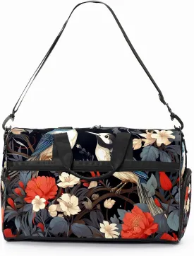 Gym Bag for Women, Carry on Weekender Overnight Bag, Travel Duffel Bags, Personal Item Travel Bag Tote Bag Workout Dance Bag, Chinese Painting Bird - 6