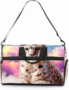 Gym Bag Women's Sports Yoga Bag - Fits up to 13.3" Laptop   Shoe Compartment, Overnight Weekender Bag Travel Bag, Dance Bag, Cheetah Cloud Rainbow - 4
