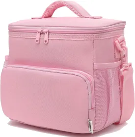 Insulated Lunch Bag for Adult/Women/Men, Reusable Large Lunch Box Cooler Soft Leakproof Tote, Thermal Meal Prep Lunch Pail with Adjustable Shoulder Strap for Picnic/Travel/Office,Pink