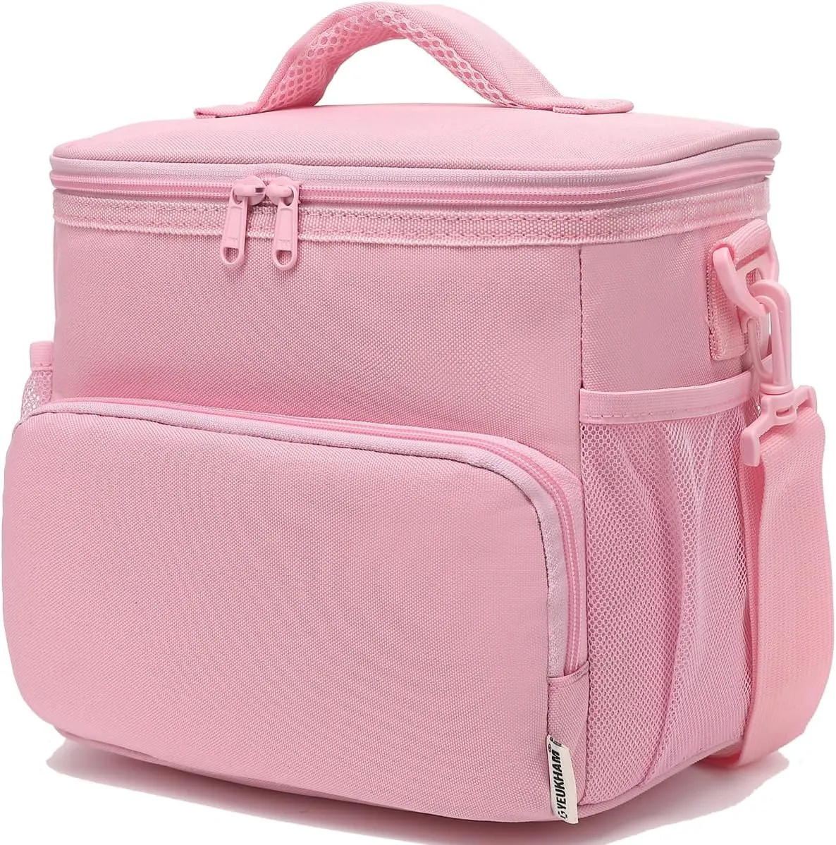 Insulated Lunch Bag for Adult/Women/Men, Reusable Large Lunch Box Cooler Soft Leakproof Tote, Thermal Meal Prep Lunch Pail with Adjustable Shoulder Strap for Picnic/Travel/Office,Pink