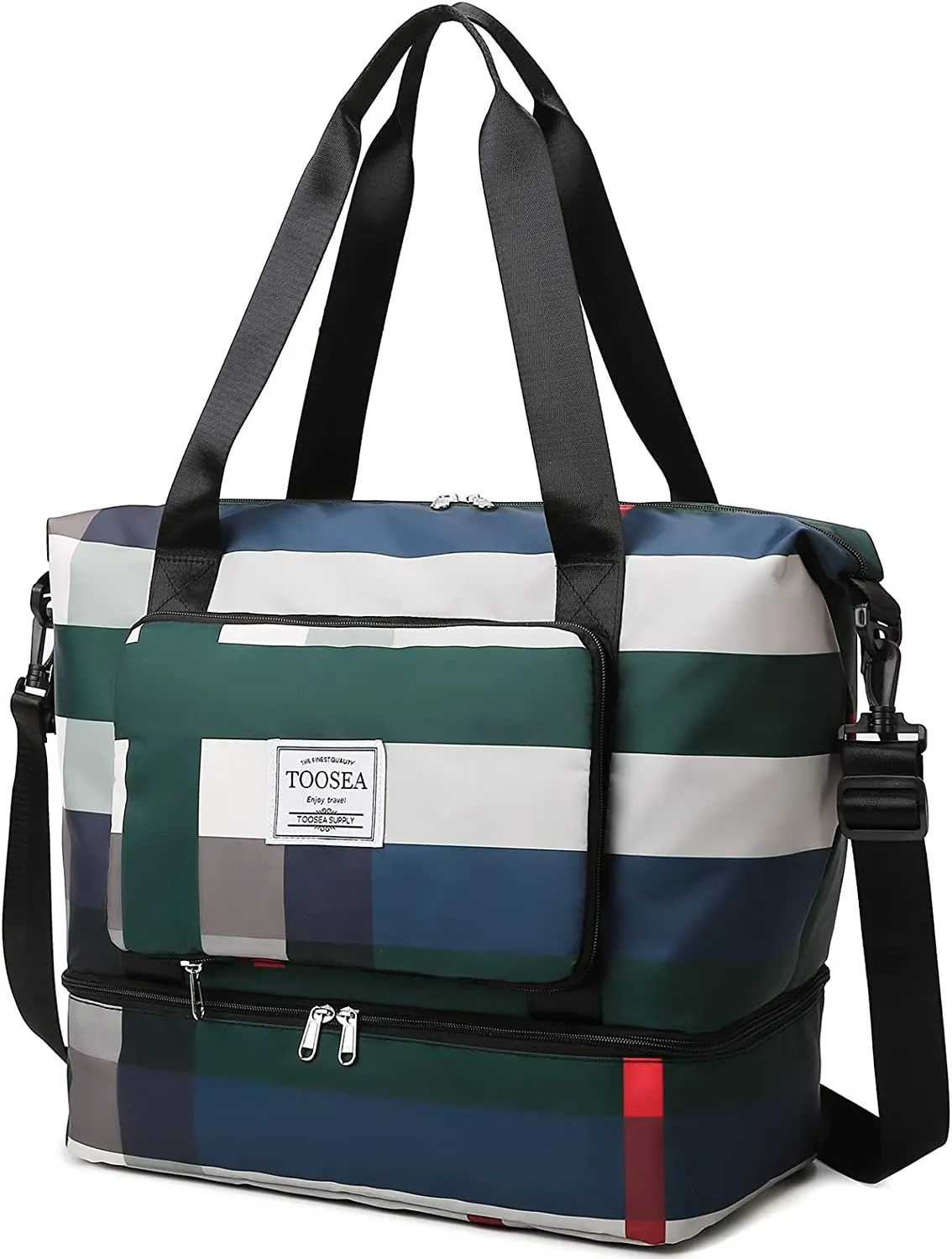 ITEM# 0113   New Foldable Dry/Wet Separation Travel Duffle Bag for Women Carry On with Shoe Compartment Luggage Sleeve, Large Capacity Folding Travel Tote Gym Bag, Weekender Overnight Bag (Watch Video)