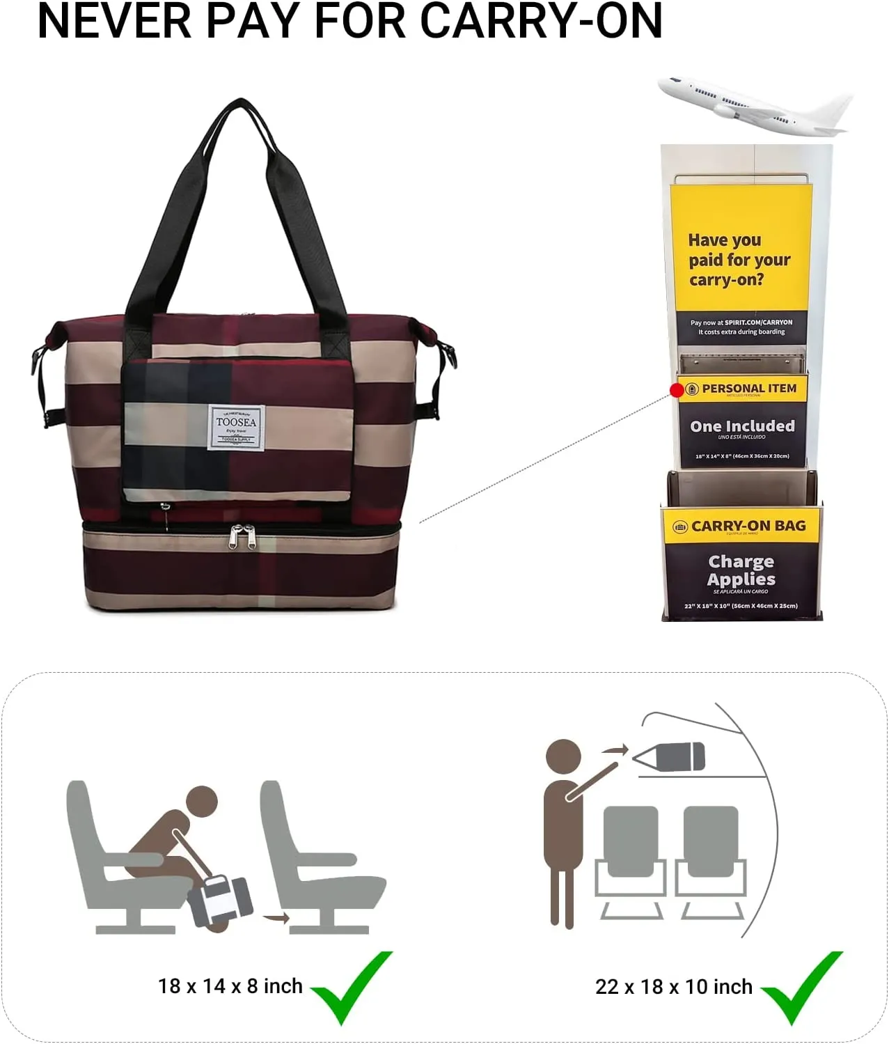 ITEM# 0113   New Foldable Dry/Wet Separation Travel Duffle Bag for Women Carry On with Shoe Compartment Luggage Sleeve, Large Capacity Folding Travel Tote Gym Bag, Weekender Overnight Bag (Watch Video)