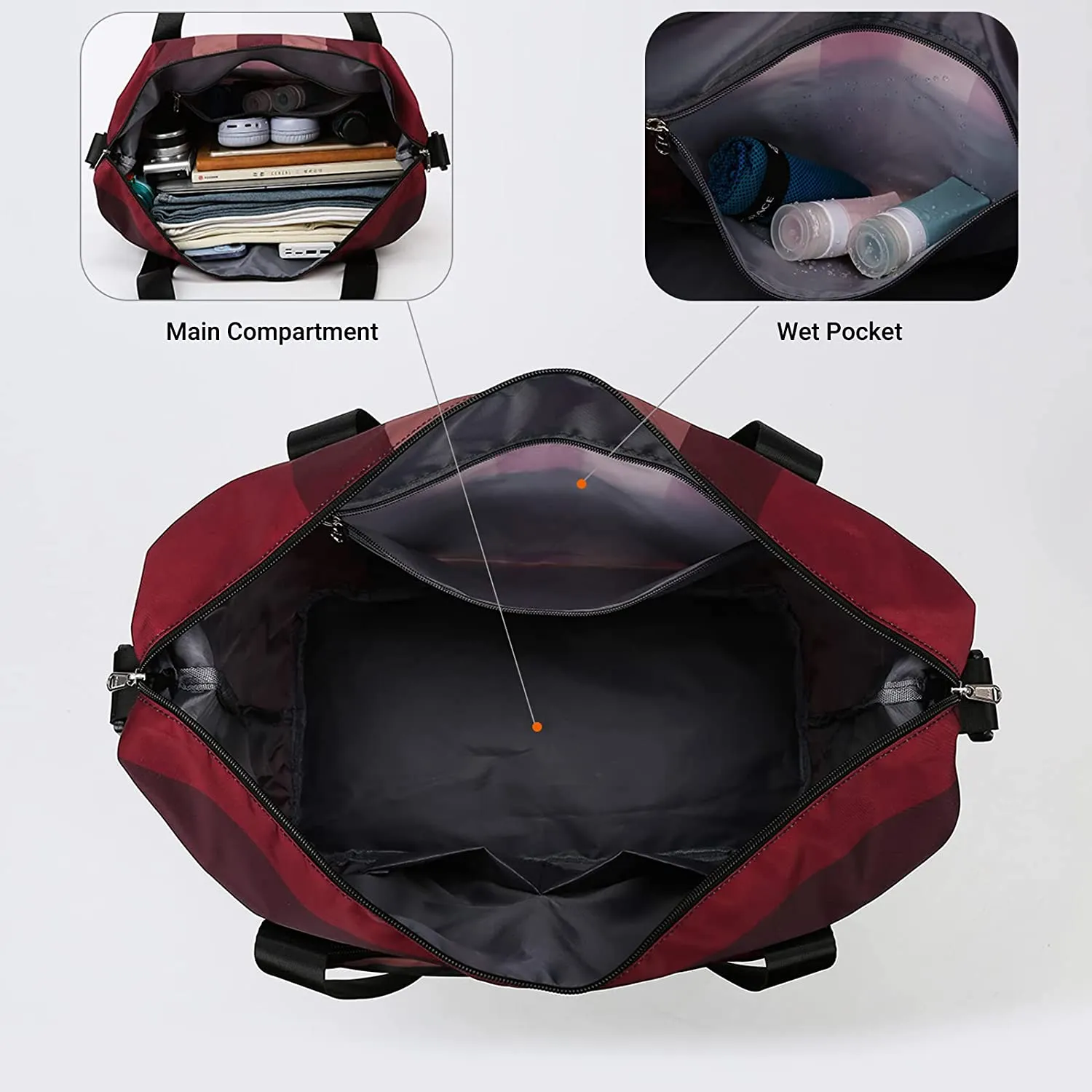 ITEM# 0113   New Foldable Dry/Wet Separation Travel Duffle Bag for Women Carry On with Shoe Compartment Luggage Sleeve, Large Capacity Folding Travel Tote Gym Bag, Weekender Overnight Bag (Watch Video)