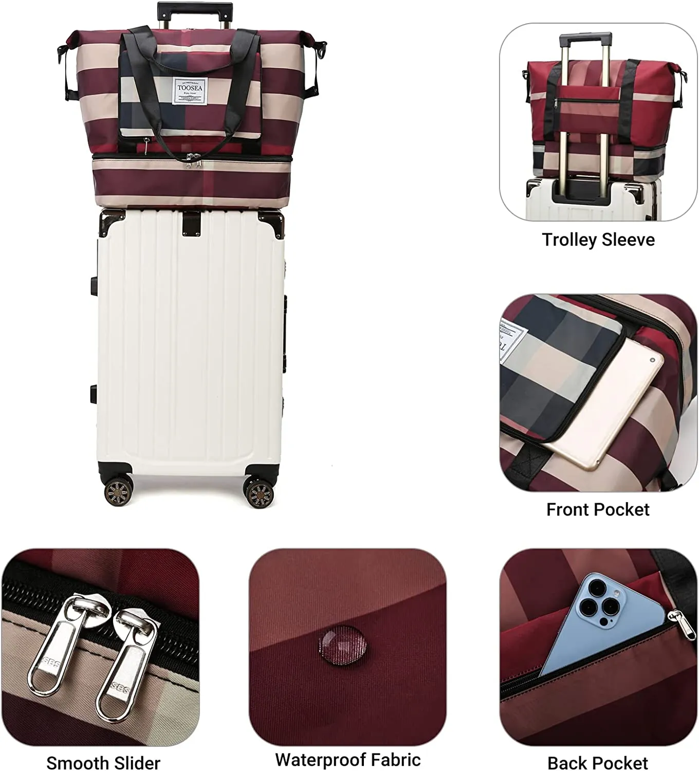 ITEM# 0113   New Foldable Dry/Wet Separation Travel Duffle Bag for Women Carry On with Shoe Compartment Luggage Sleeve, Large Capacity Folding Travel Tote Gym Bag, Weekender Overnight Bag (Watch Video)