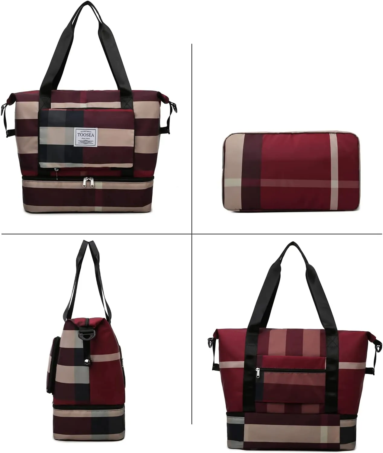 ITEM# 0113   New Foldable Dry/Wet Separation Travel Duffle Bag for Women Carry On with Shoe Compartment Luggage Sleeve, Large Capacity Folding Travel Tote Gym Bag, Weekender Overnight Bag (Watch Video)