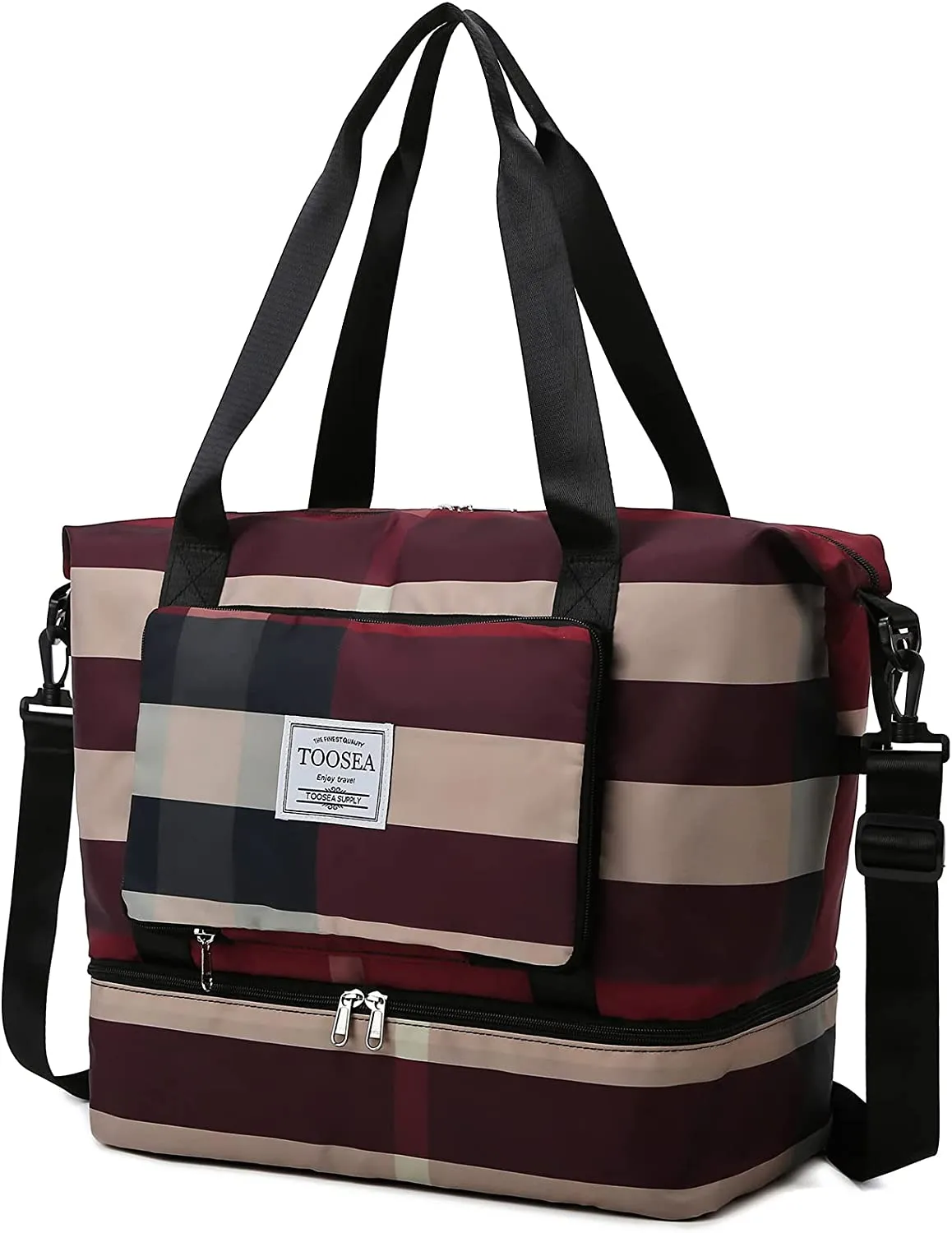 ITEM# 0113   New Foldable Dry/Wet Separation Travel Duffle Bag for Women Carry On with Shoe Compartment Luggage Sleeve, Large Capacity Folding Travel Tote Gym Bag, Weekender Overnight Bag (Watch Video)
