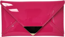 JNB Faux Patent Leather Glossy Envelope Clutch