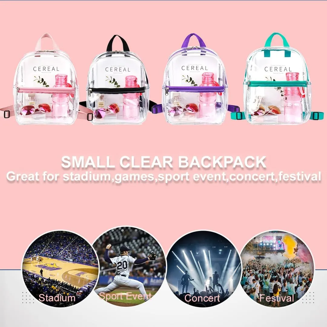 Keepcross Small Clear Backpack 12x6x12 for Stadium Events,Mini Clear Stadium Bag For Sporting Events Games Festivals Concerts,Women Girls Kids