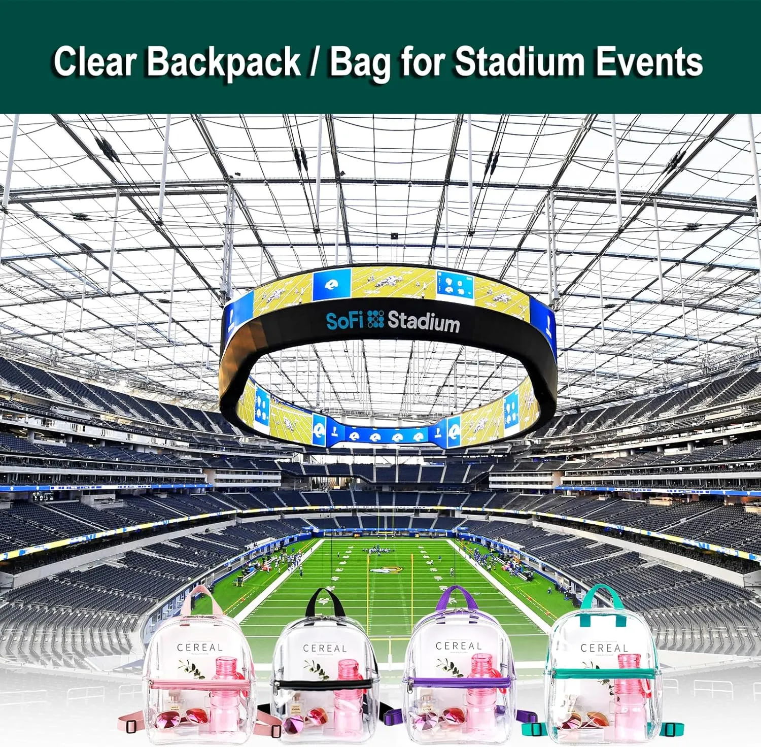 Keepcross Small Clear Backpack 12x6x12 for Stadium Events,Mini Clear Stadium Bag For Sporting Events Games Festivals Concerts,Women Girls Kids
