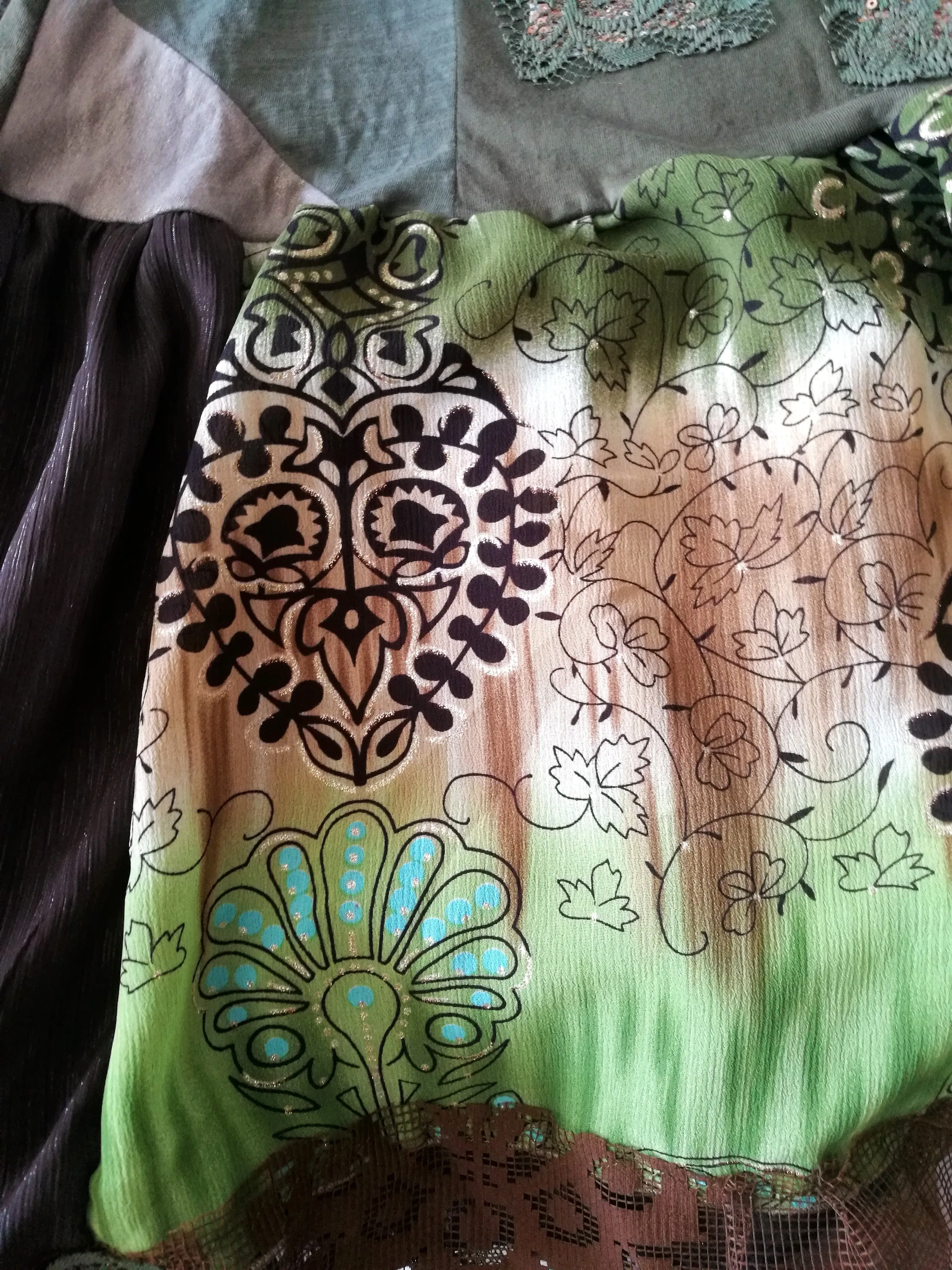 Khaki Green T-Shirt Dress,L/XL Short Sleeves Cotton Dress