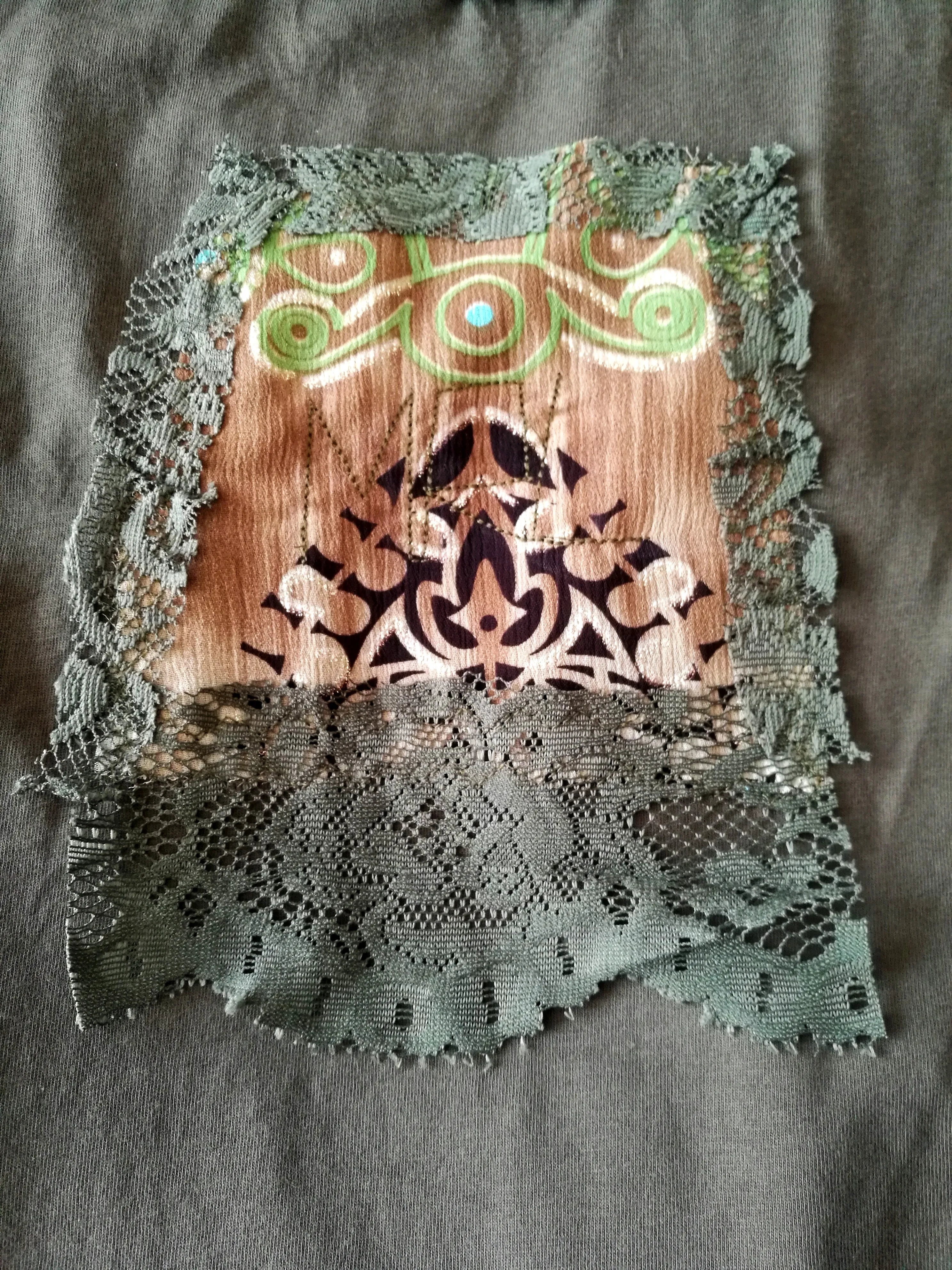 Khaki Green T-Shirt Dress,L/XL Short Sleeves Cotton Dress