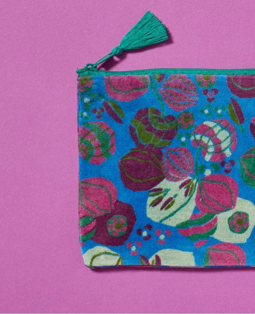 Les Touristes Zipped Pouch Bloom Blue Velvet