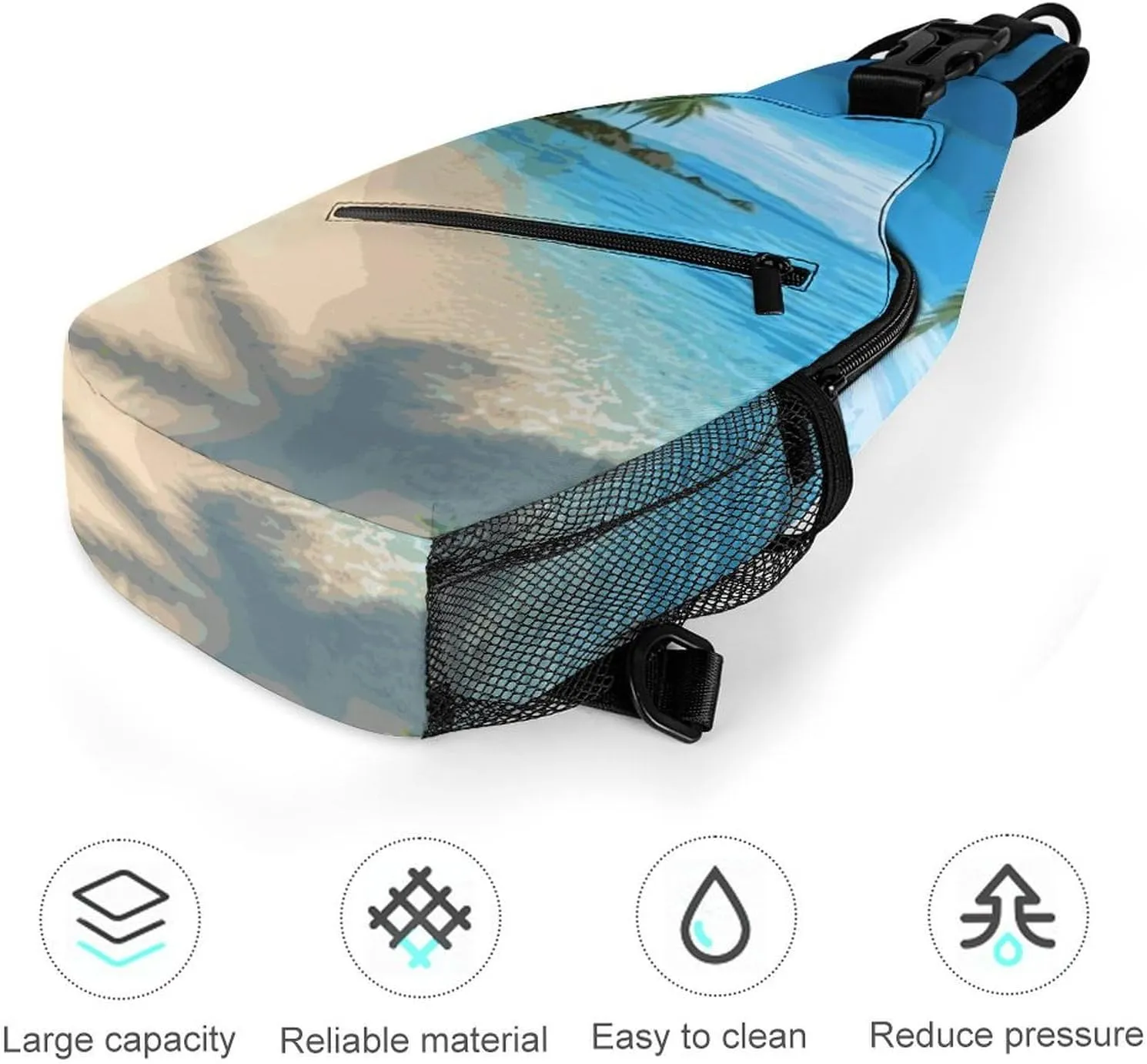 Lightweight Chest Bag Crossbody Bag Hawaiian Beach with Palm Trees Sling Backpack for Women Men Sports Travel