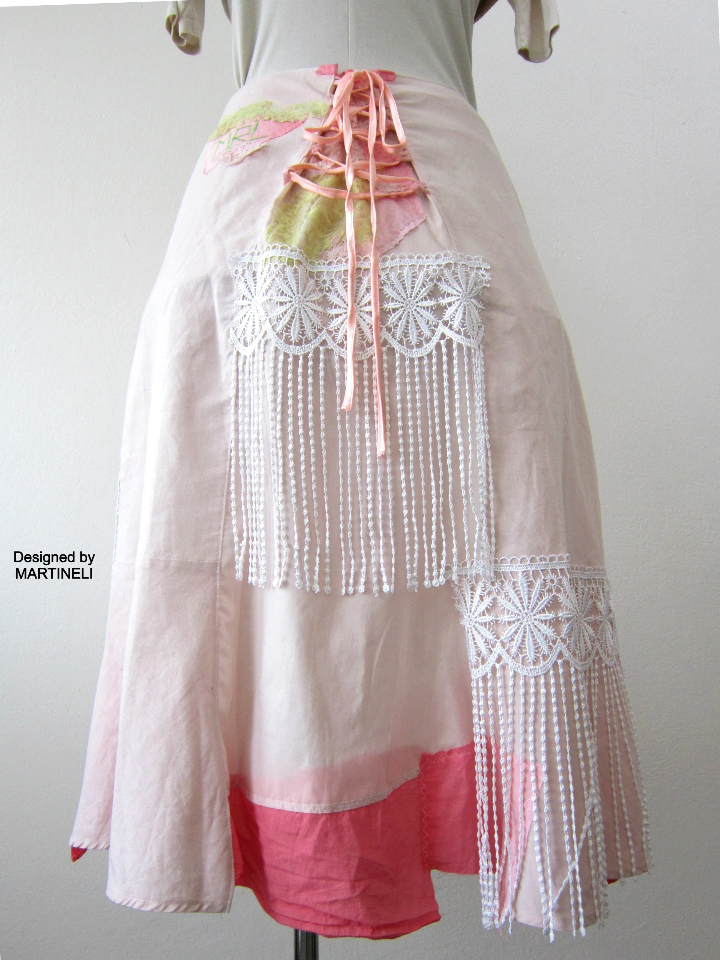 Long Fringe Skirt,M/XL Beige Summer Skirt