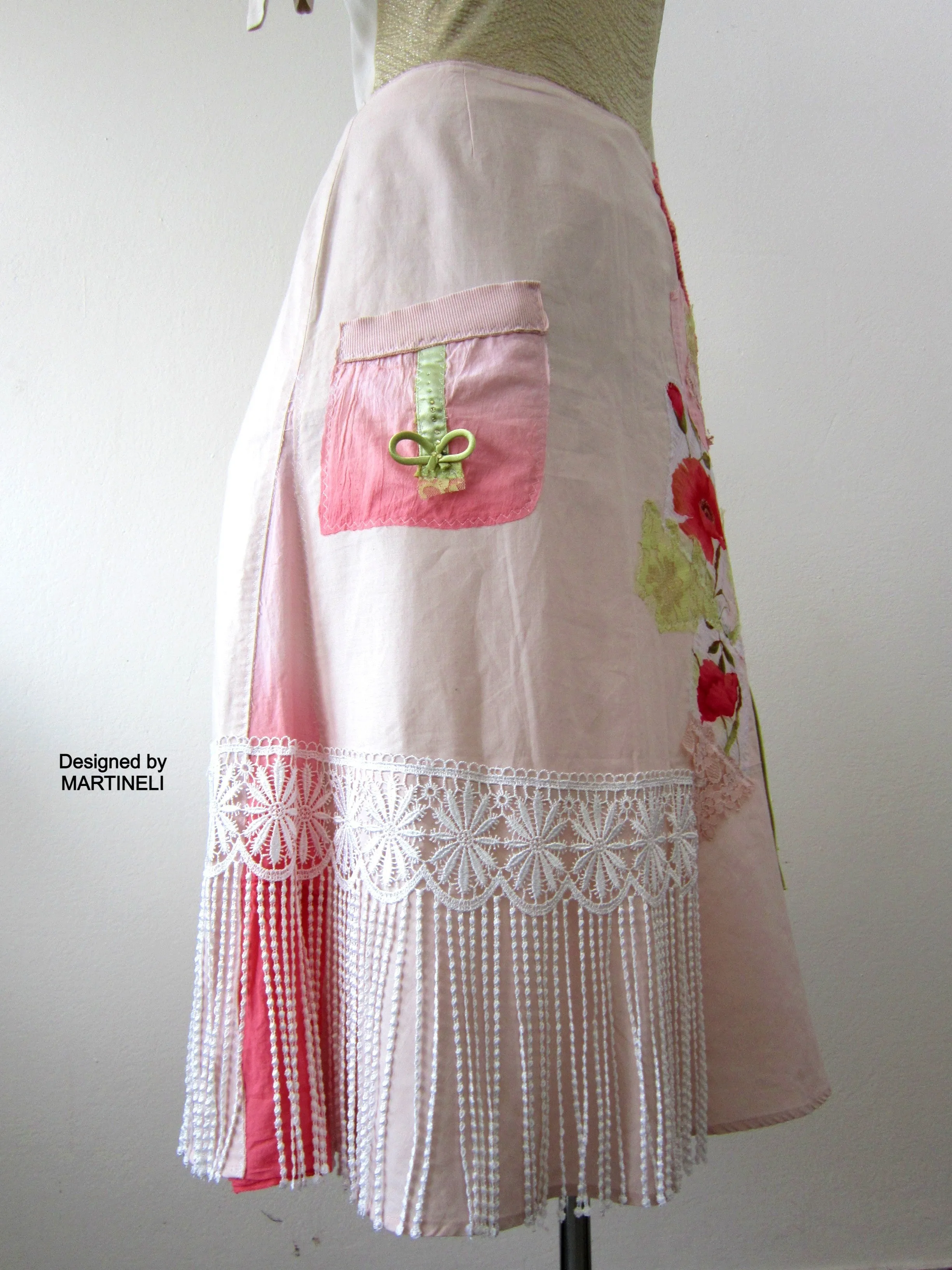 Long Fringe Skirt,M/XL Beige Summer Skirt