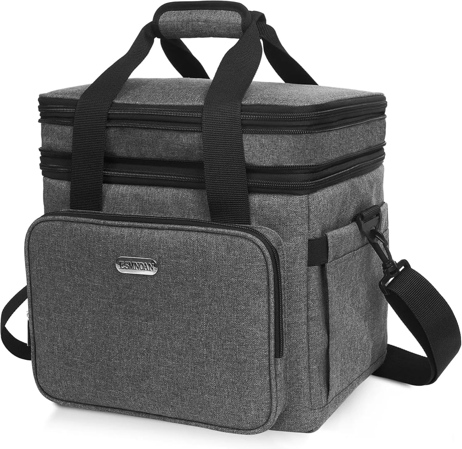 Lunch Bag for Men with Adjustable Shoulder Strap, Double Durable Expandable Leakproof Insulated Lunch Bag, Cooler Bag for Work Shift, Travel and Outdoor Picnics, 21L Grey