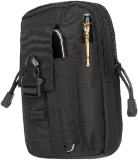 Men's Waist Bag Hiking Purse for Mobile Phones Keys Wallets Fanny Pack for Outdoor Activities Black Color