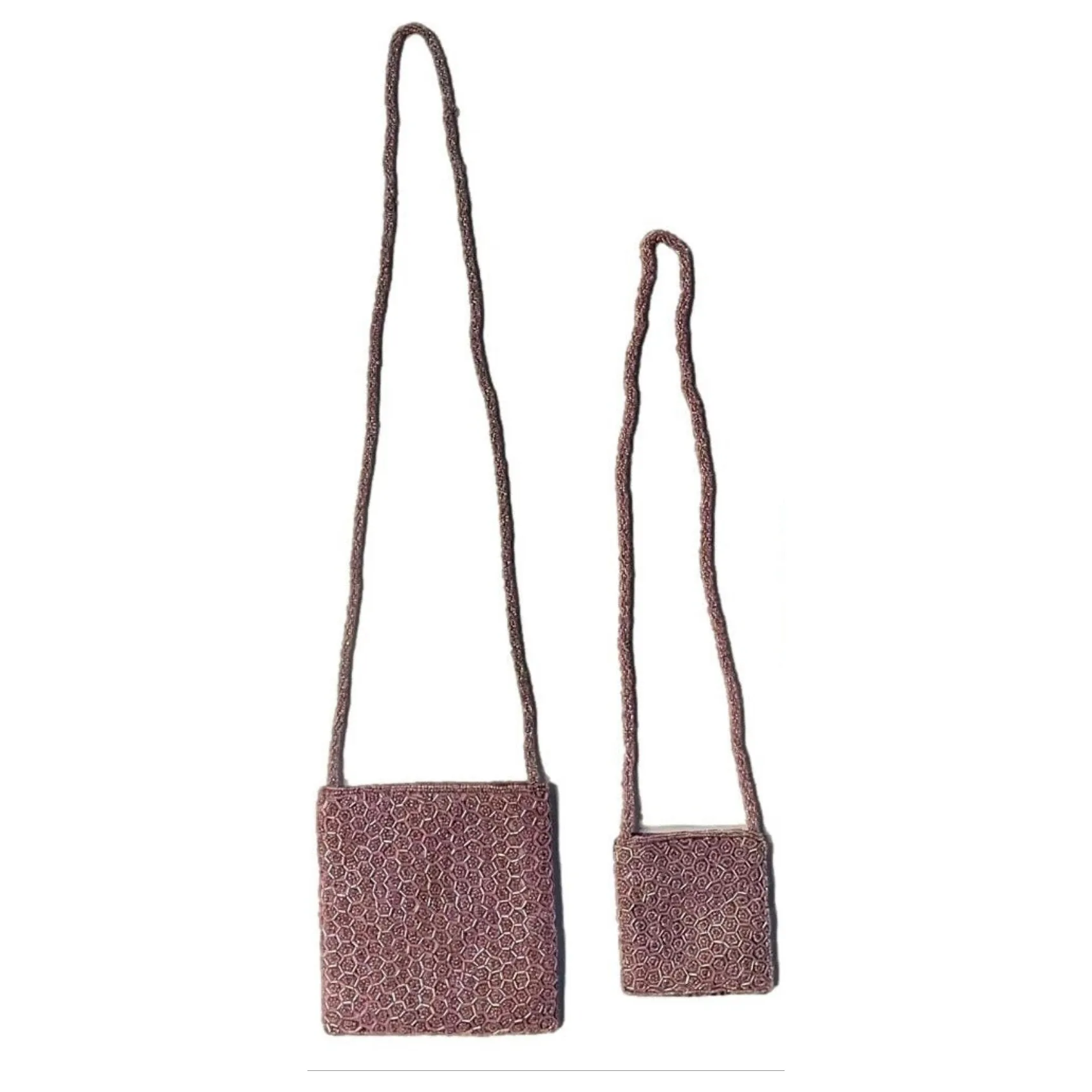 Mother Daughter Beaded Honeycomb Shoulder Bag